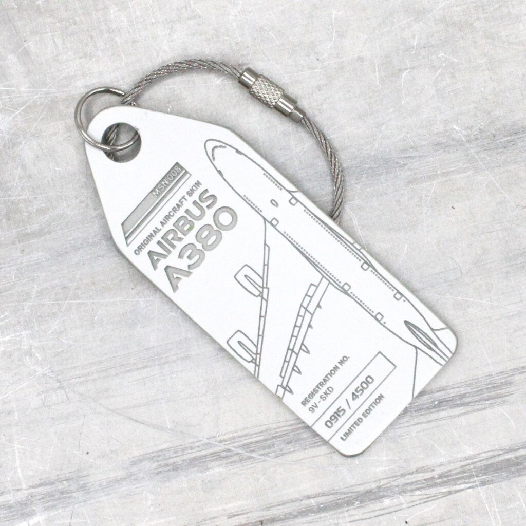 LAST ONE Singapore Airlines, Airbus A380 – 9V-SKD - Original Aircraft Skin Tag, Keychain, Luggage Tag, Collector's Aviation Tag One of Kind