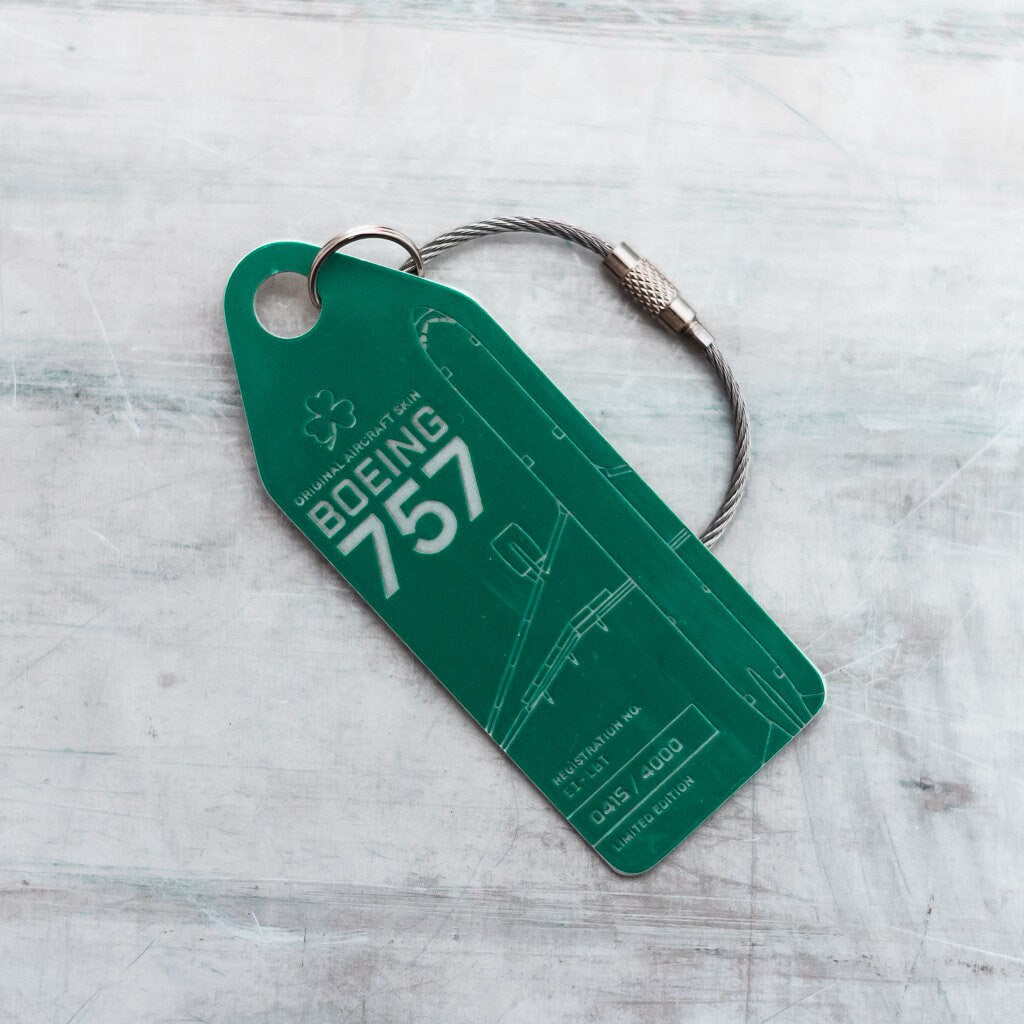 Aer Lingus - Boeing 757 – EI-LBT - Original Aircraft Skin Tag, Keychain, Luggage Tag, Collector's Aviation Tag - One of Kind