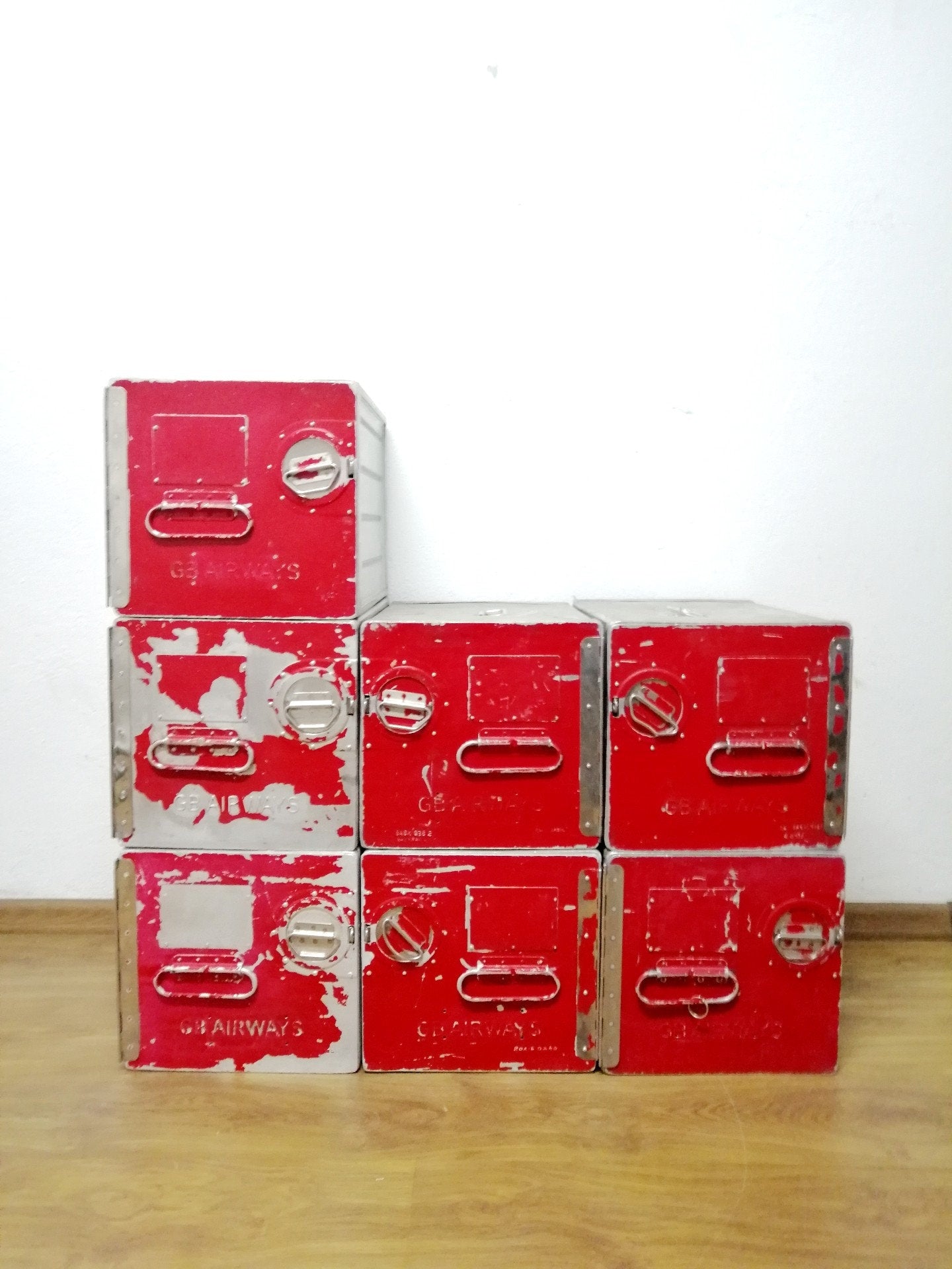 GB Airways, Original Vintage Airline Galley Box, Aircraft Storage Container, Industrial Cabinet