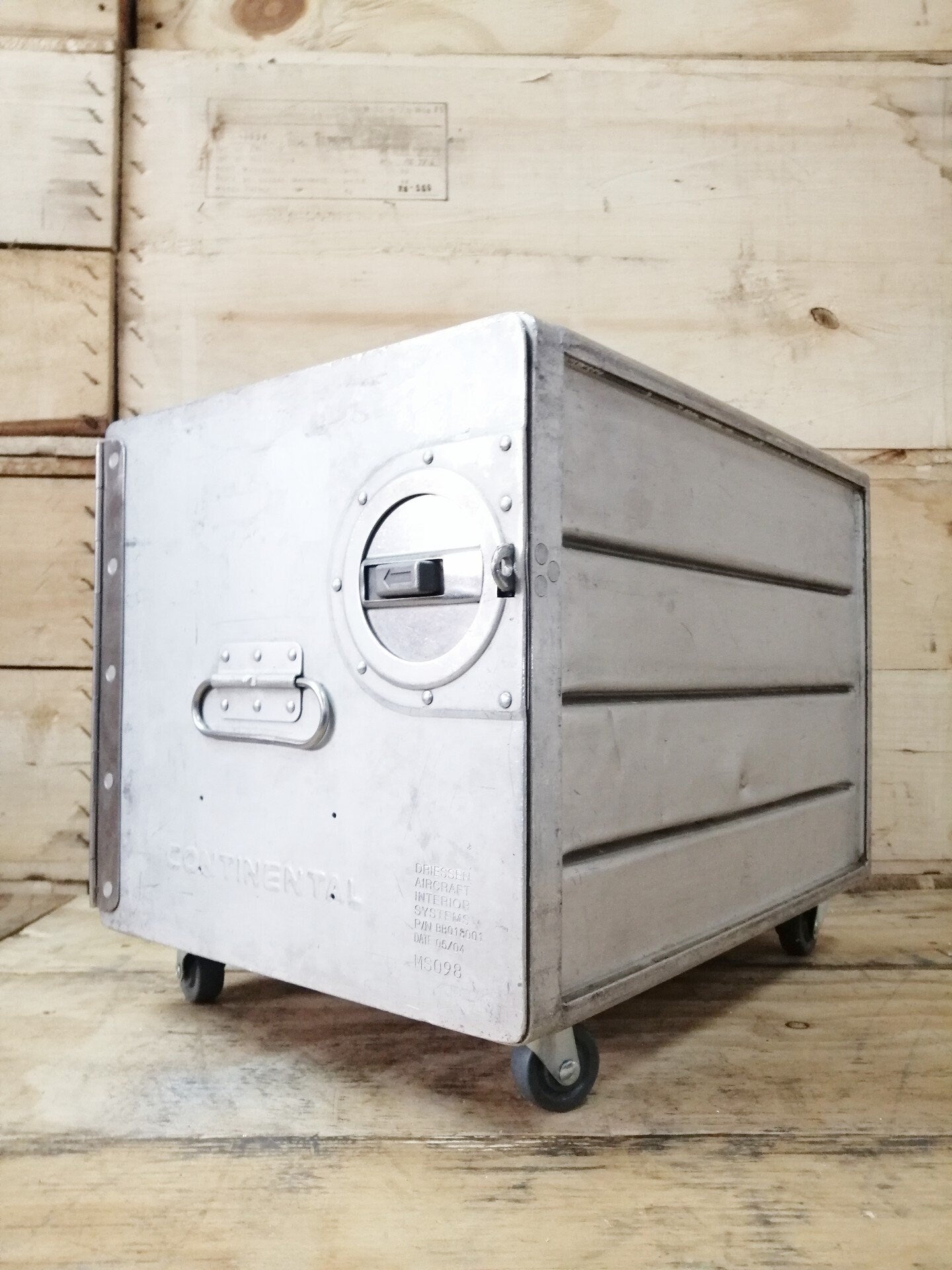 Continental Airlines -  Airline Galley Box, Aircraft Storage Container, Cabinet, Coffee Table, Side Table - 2 Drawers Included