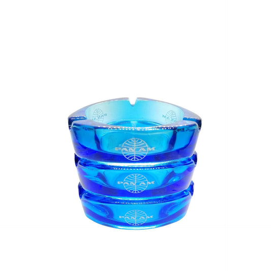 Original Pan Am Vintage Blue Glass Ashtray - 1950s