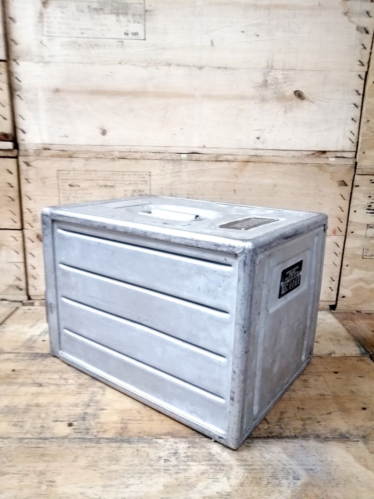AOM French Airlines Original Vintage Airline Galley Box, Aircraft Storage Container, Cabinet, Nightstand