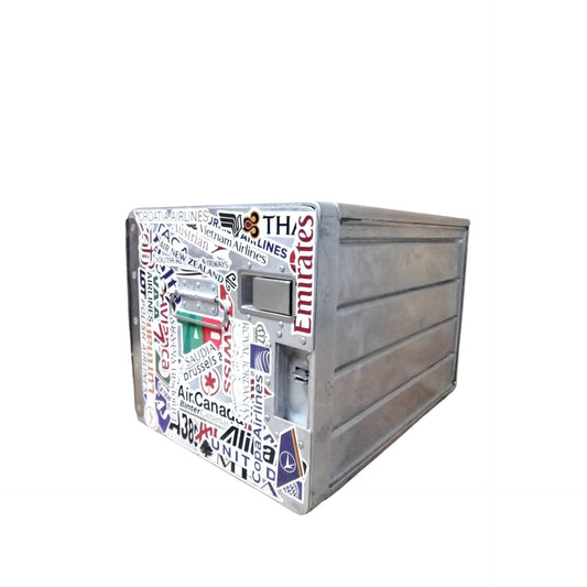 Original Vintage Airline Galley Box - Aircraft Container - World Airlines Logos Design - Sabena - 2 Drawers Included