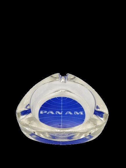 Original Iconic Pan Am Vintage Glass Ashtray - 1970s/1980s  Pan American Airlines