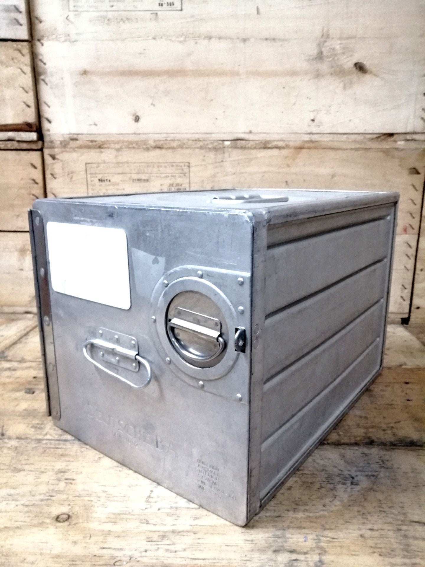Deutsche BA, DBA, Delta Air, Original Vintage Airline Galley Box, Aircraft Storage Container, Industrial Cabinet, Night Stand
