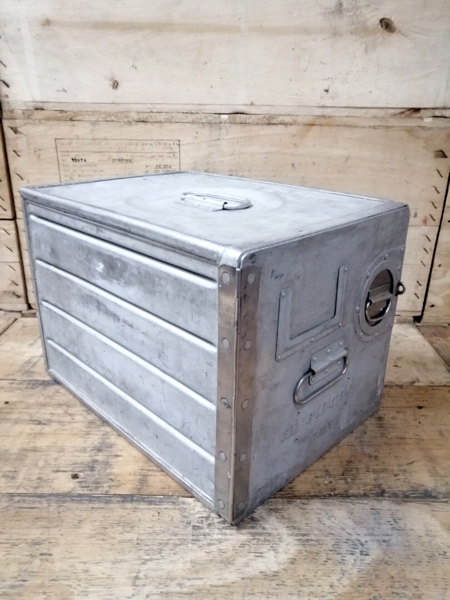 Air Europe (Italy) Original Vintage Airline Galley Box, Aircraft Storage Container, Industrial Cabinet, Night Stand