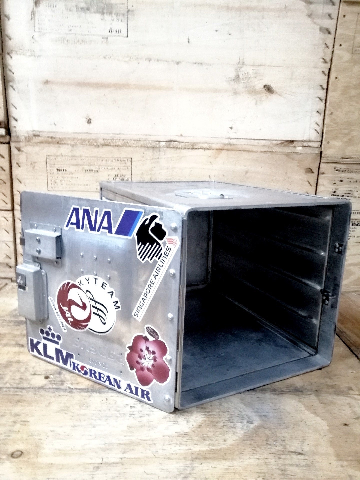 Original Vintage Airline Galley Box - Aircraft Container - World Airlines Logos Design - Sabena - 2 Drawers Included