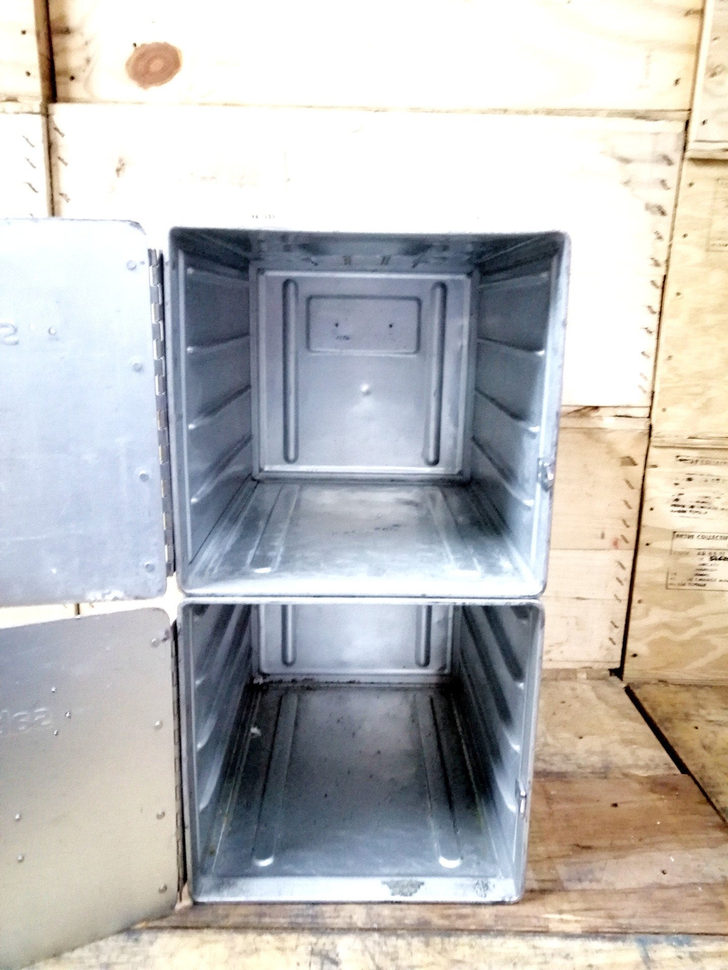 Lot of 2 Sabena Original Vintage Airline Galley Boxes, Aircraft Storage Containers, Industrial Cabinet