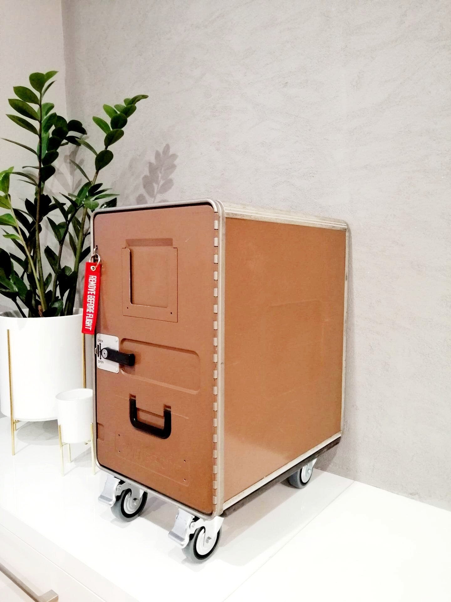 Large Swiss Air Galley Container - Nightstand, Industrial Cabinet, Side Table - Airplane Storage Unit - Aircraft Trolley