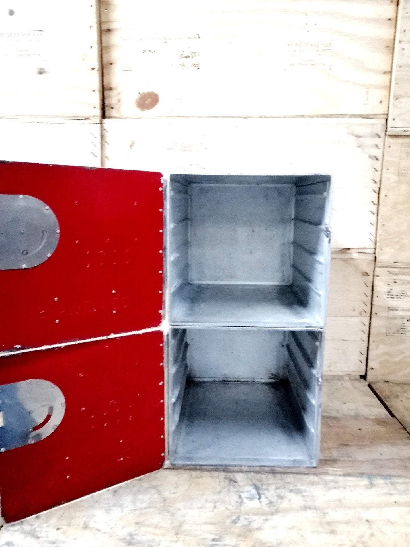 Lot of 2 GB Airways Original Vintage Airline Galley Boxes, Aircraft Storage Containers, Industrial Cabinet
