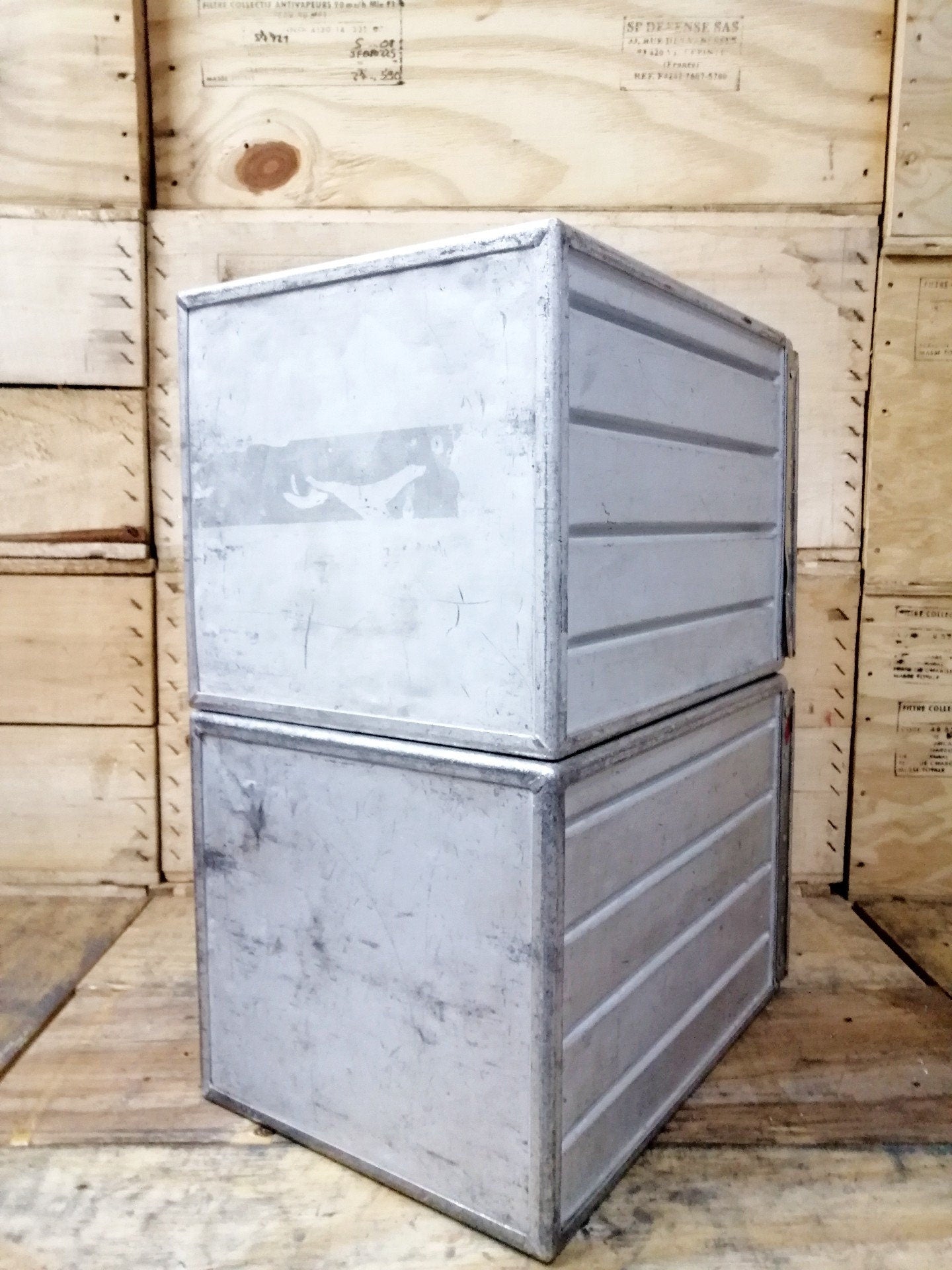 Lot of 2 GB Airways Original Vintage Airline Galley Boxes, Aircraft Storage Containers, Industrial Cabinet