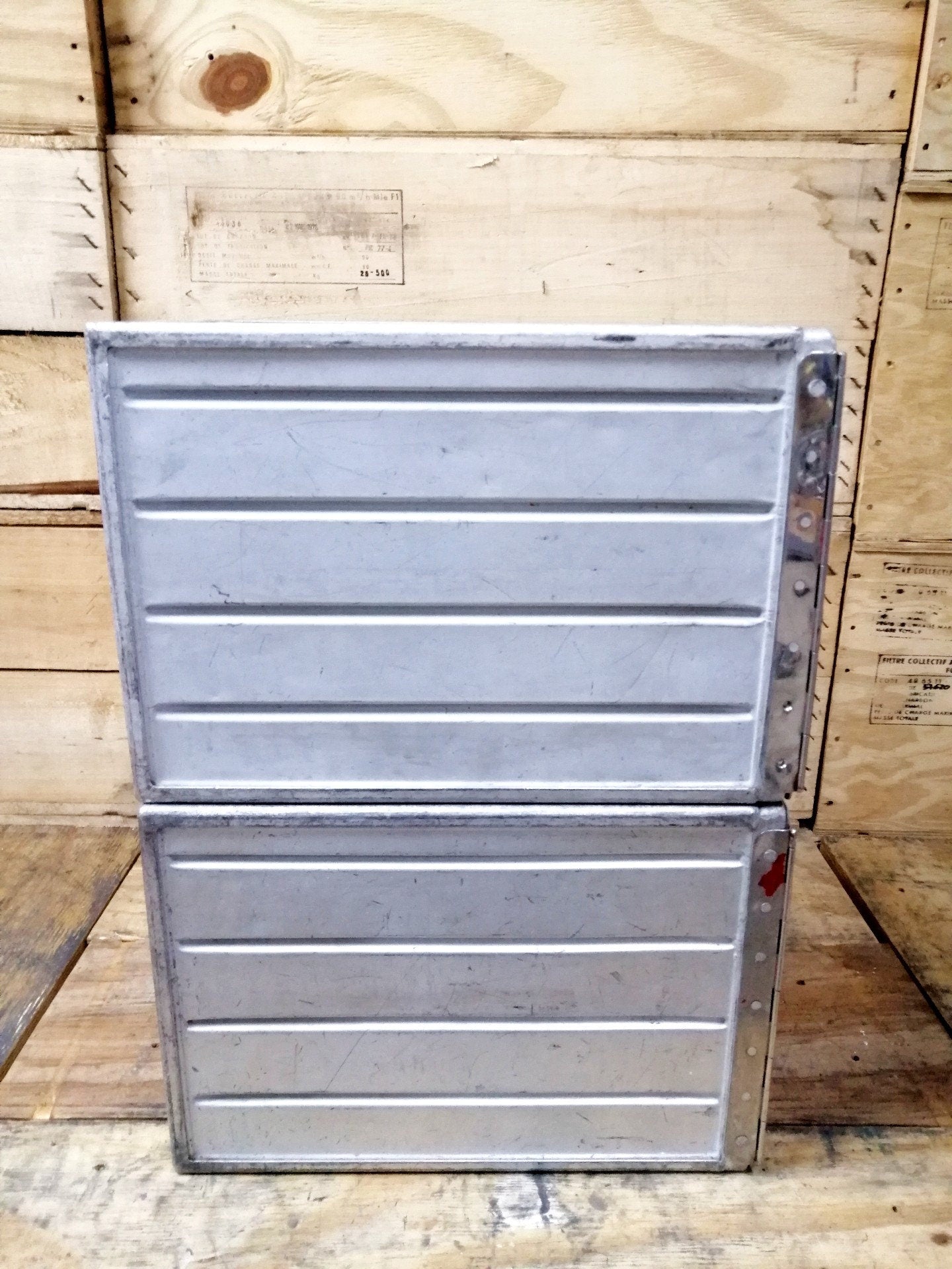 Lot of 2 GB Airways Original Vintage Airline Galley Boxes, Aircraft Storage Containers, Industrial Cabinet
