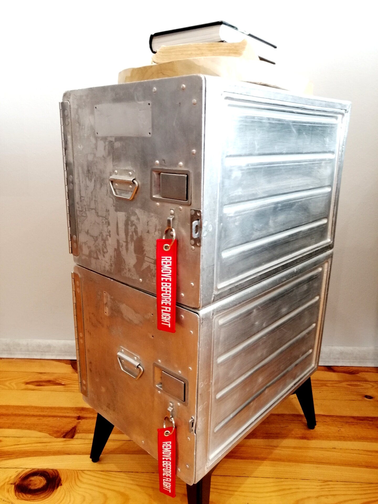 Aircraft Cabinet, Aviaton Storage Dresser Made of Original Airline Galley Boxes Iacobucci Italy, Handmade