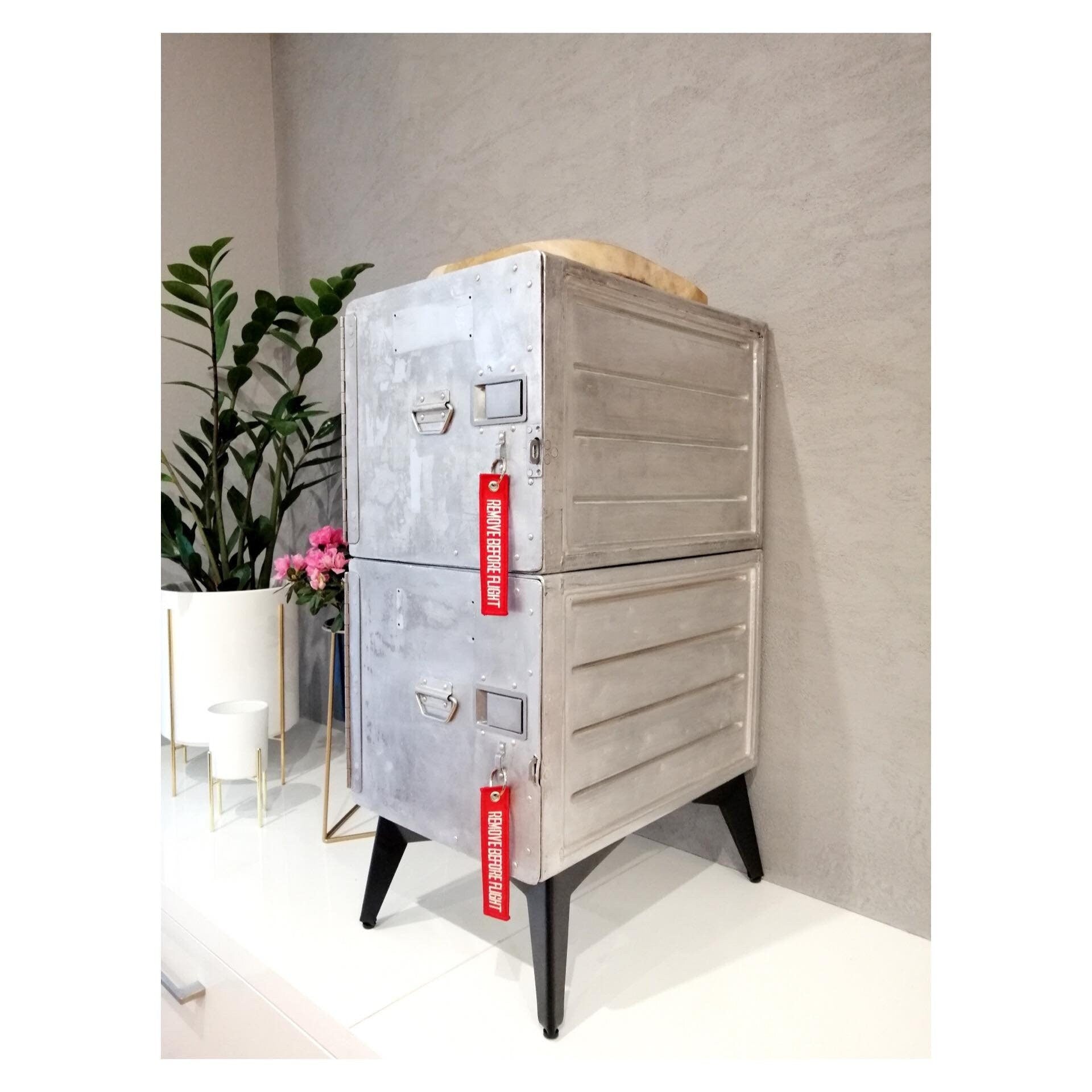 Aircraft Cabinet, Aviaton Storage Dresser Made of Original Airline Galley Boxes Iacobucci Italy, Handmade