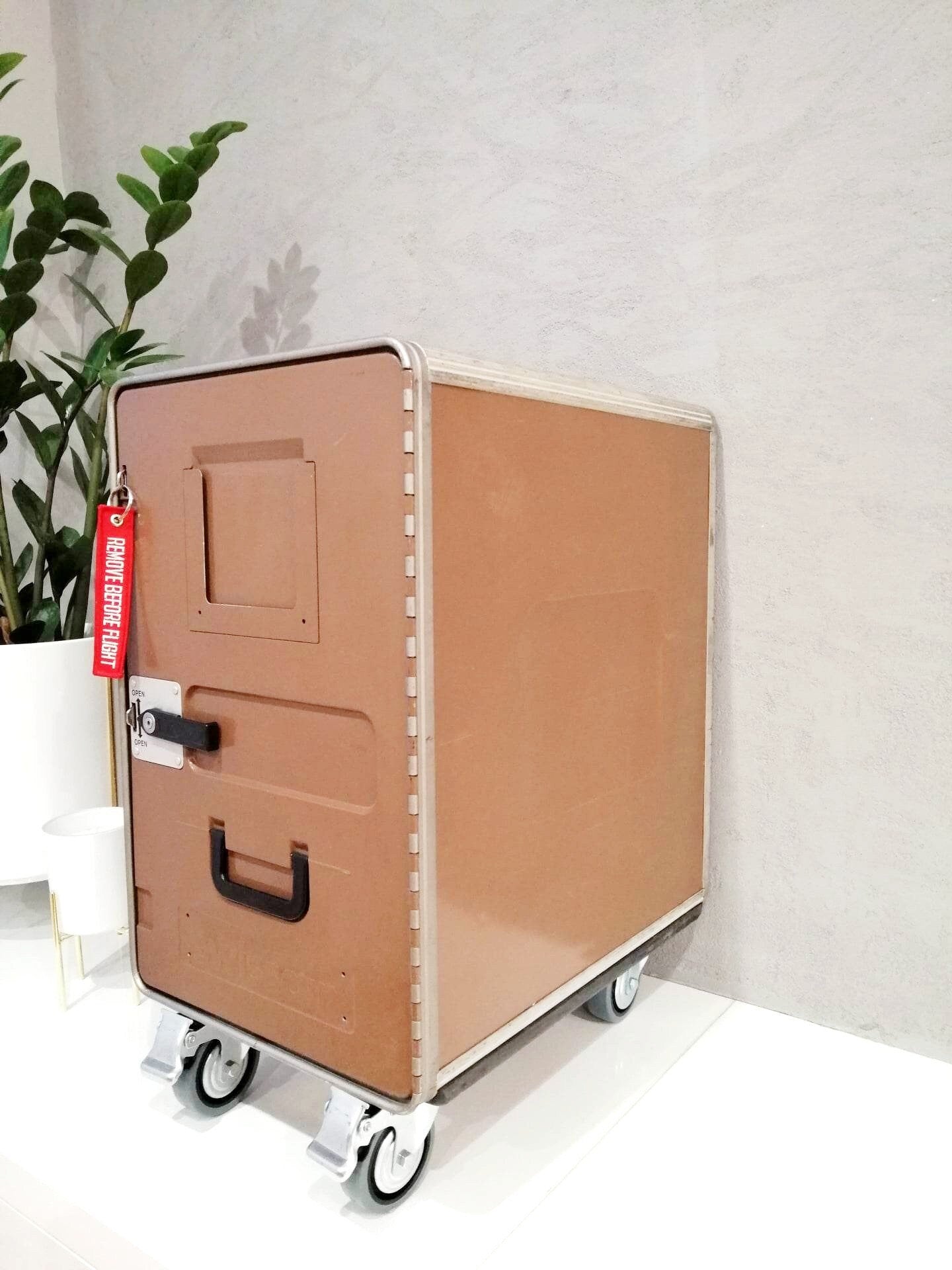 Large Swiss Air Galley Container - Nightstand, Industrial Cabinet, Side Table - Airplane Storage Unit - Aircraft Trolley