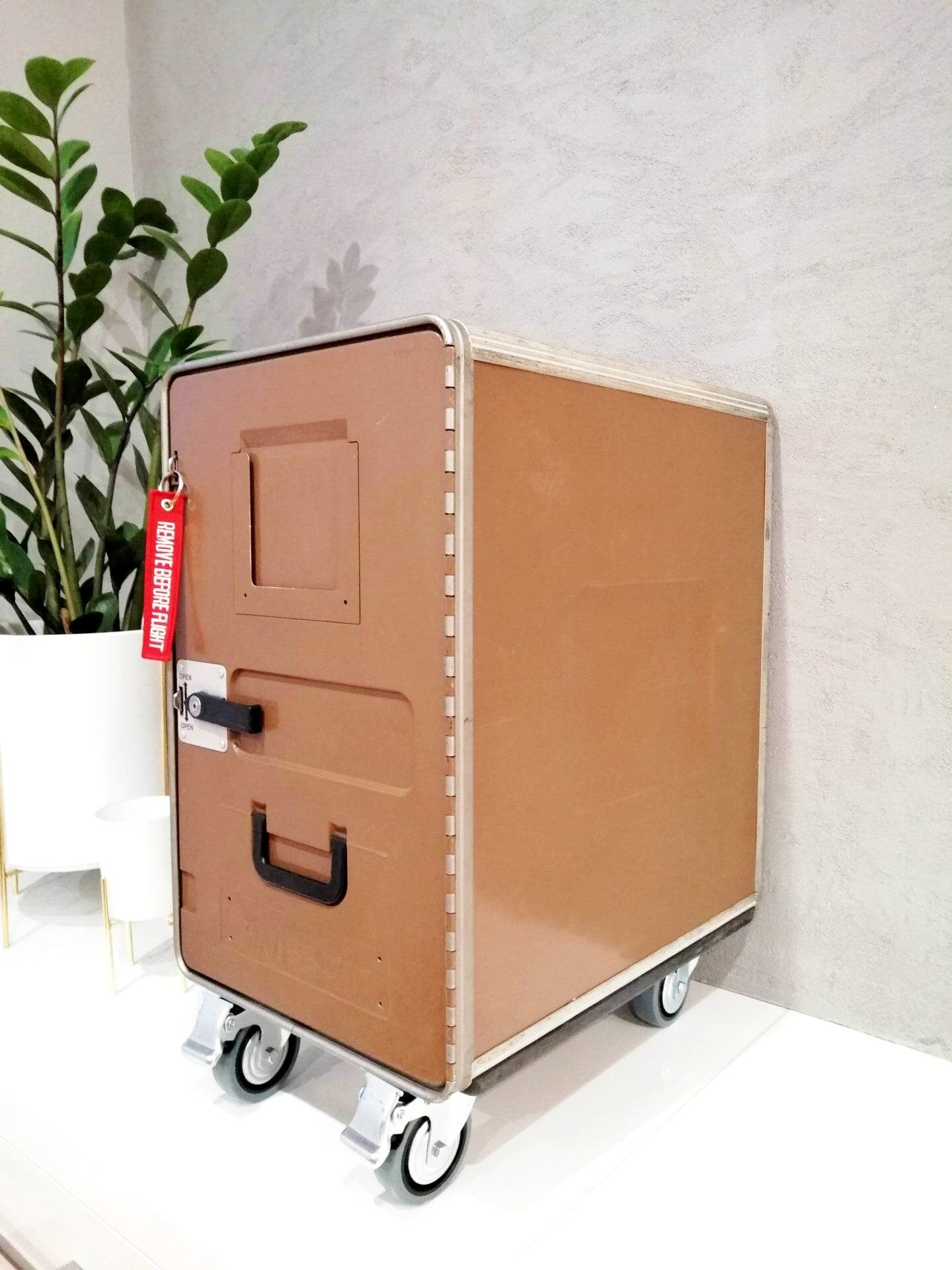 Large Swiss Air Galley Container - Nightstand, Industrial Cabinet, Side Table - Airplane Storage Unit - Aircraft Trolley