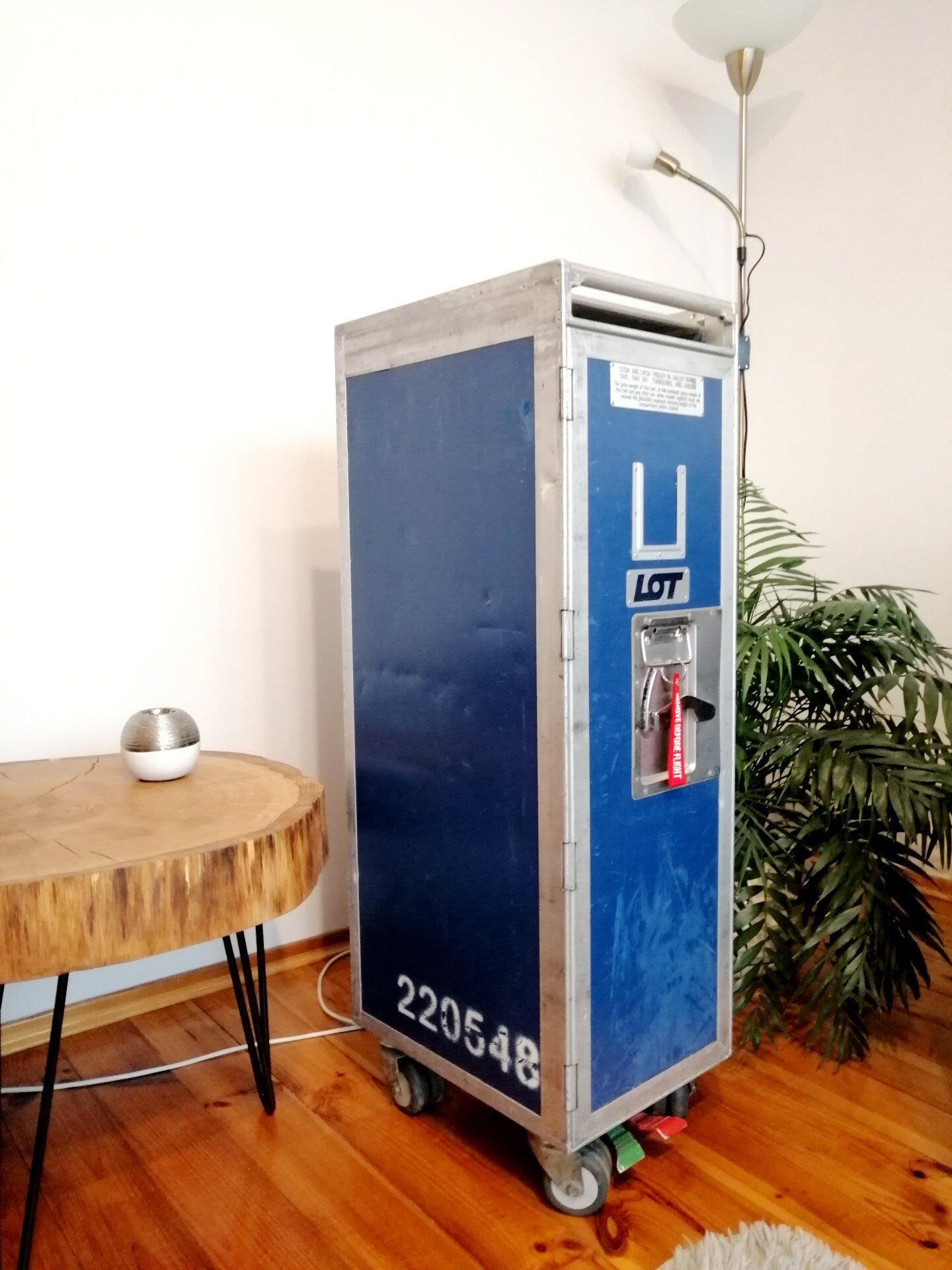 Original LOT Airline Galley Trolley in Great Shape - Airplane Galley Cart - LOT Polish Airlines - Home Bar