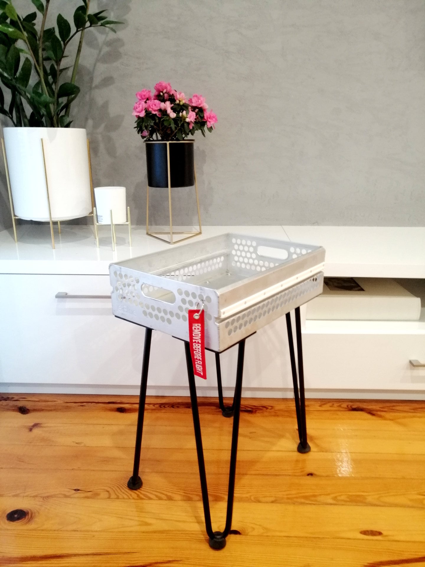 Aircraft Side Table, Aviation Storage Table Box Made of Original Airline Galley Drawer, Storage Container