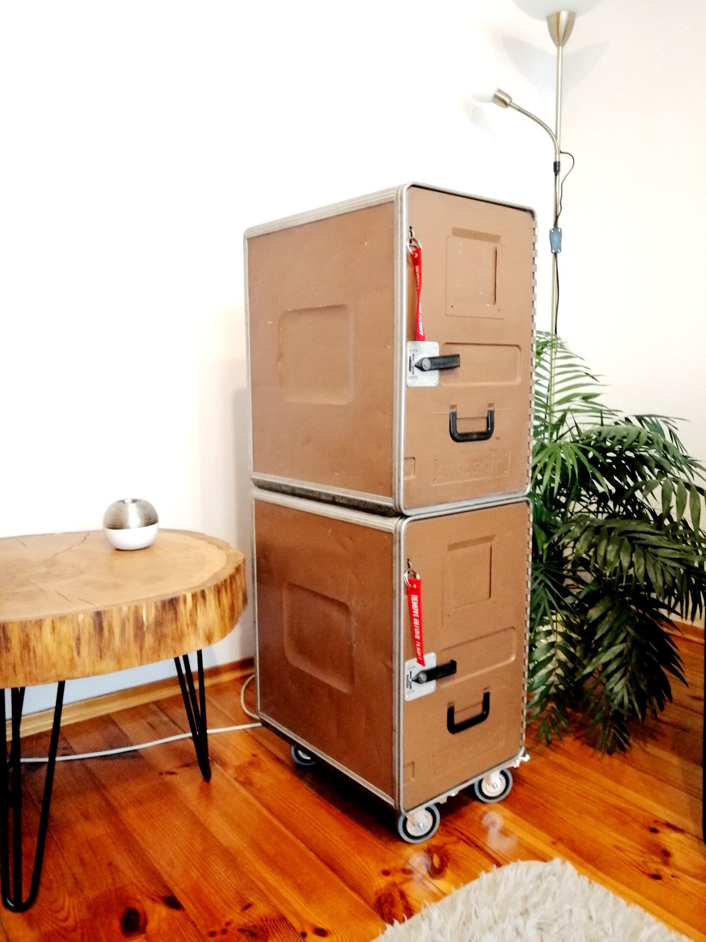 Swiss Air Trolley, Airline Cart - Made of Original Airline Galley Storage Boxes - Cabinet, Storage Unit, Bar