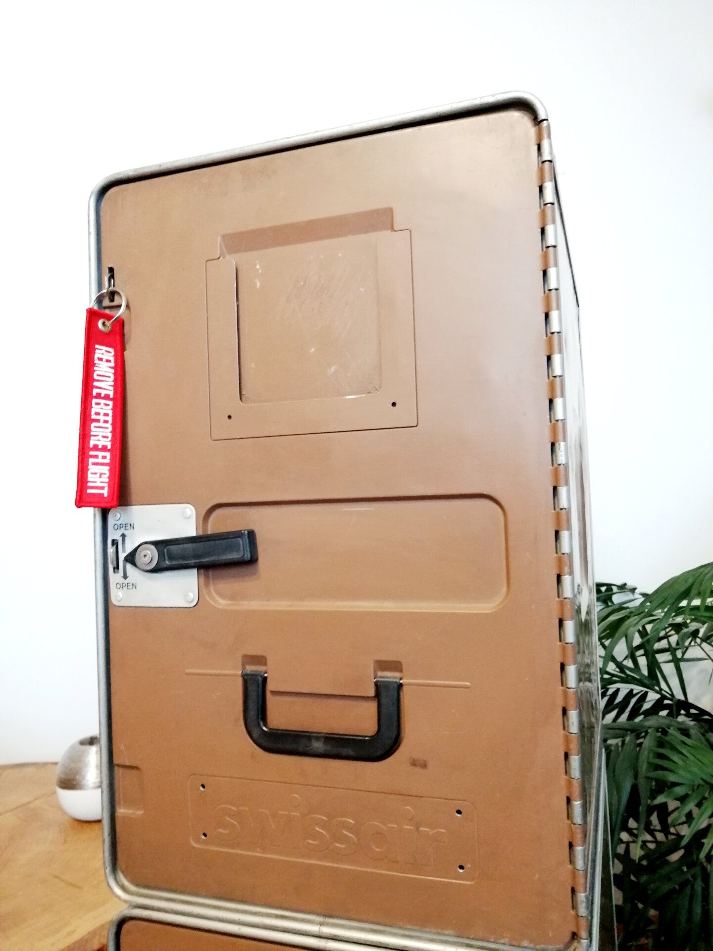 Swiss Air Trolley, Airline Cart - Made of Original Airline Galley Storage Boxes - Cabinet, Storage Unit, Bar
