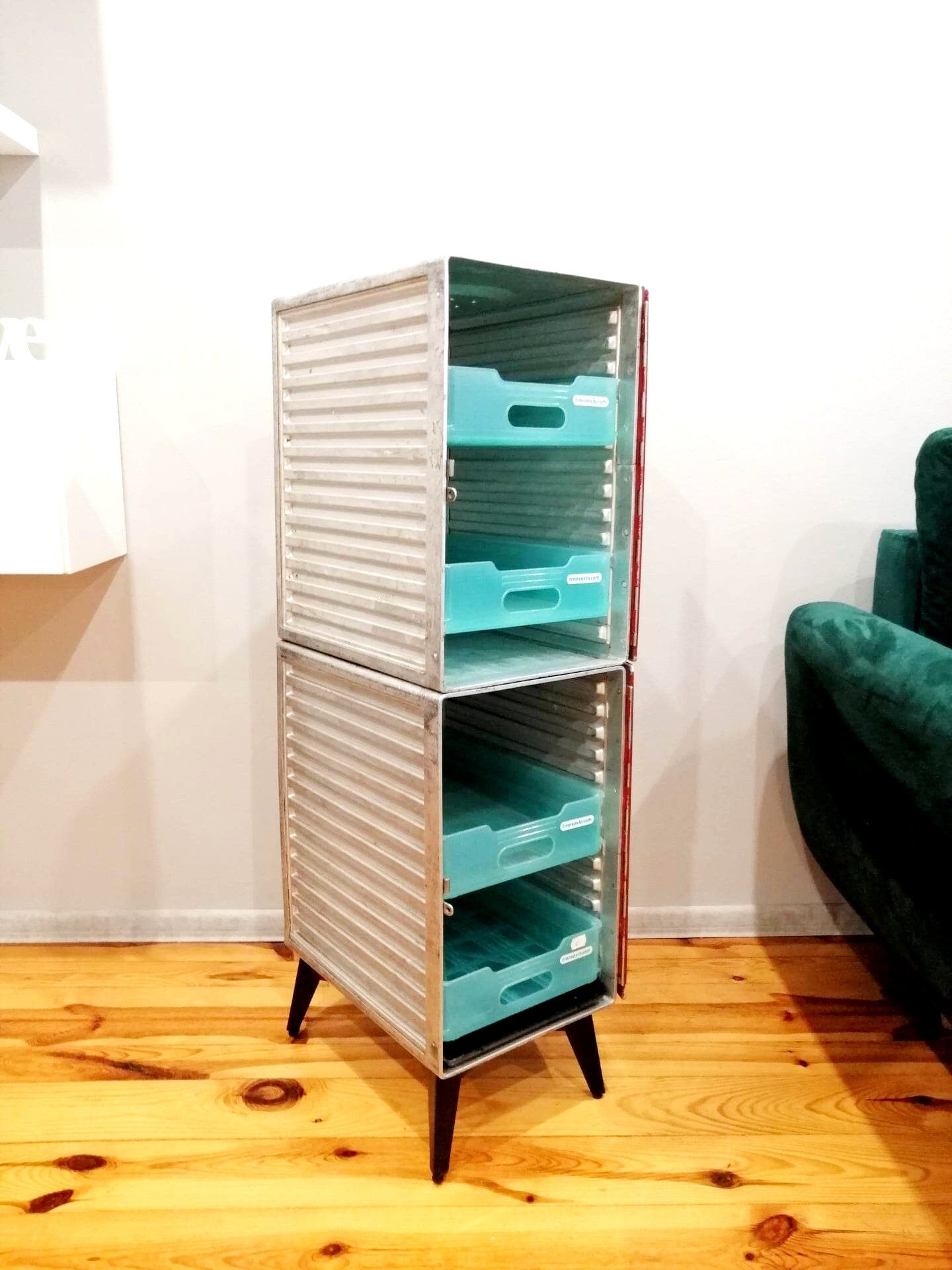 Aviation Storage Double Cabinet, Industrial Aircraft Cabinet Made of Original Transavia Airline Galley Storage Containers