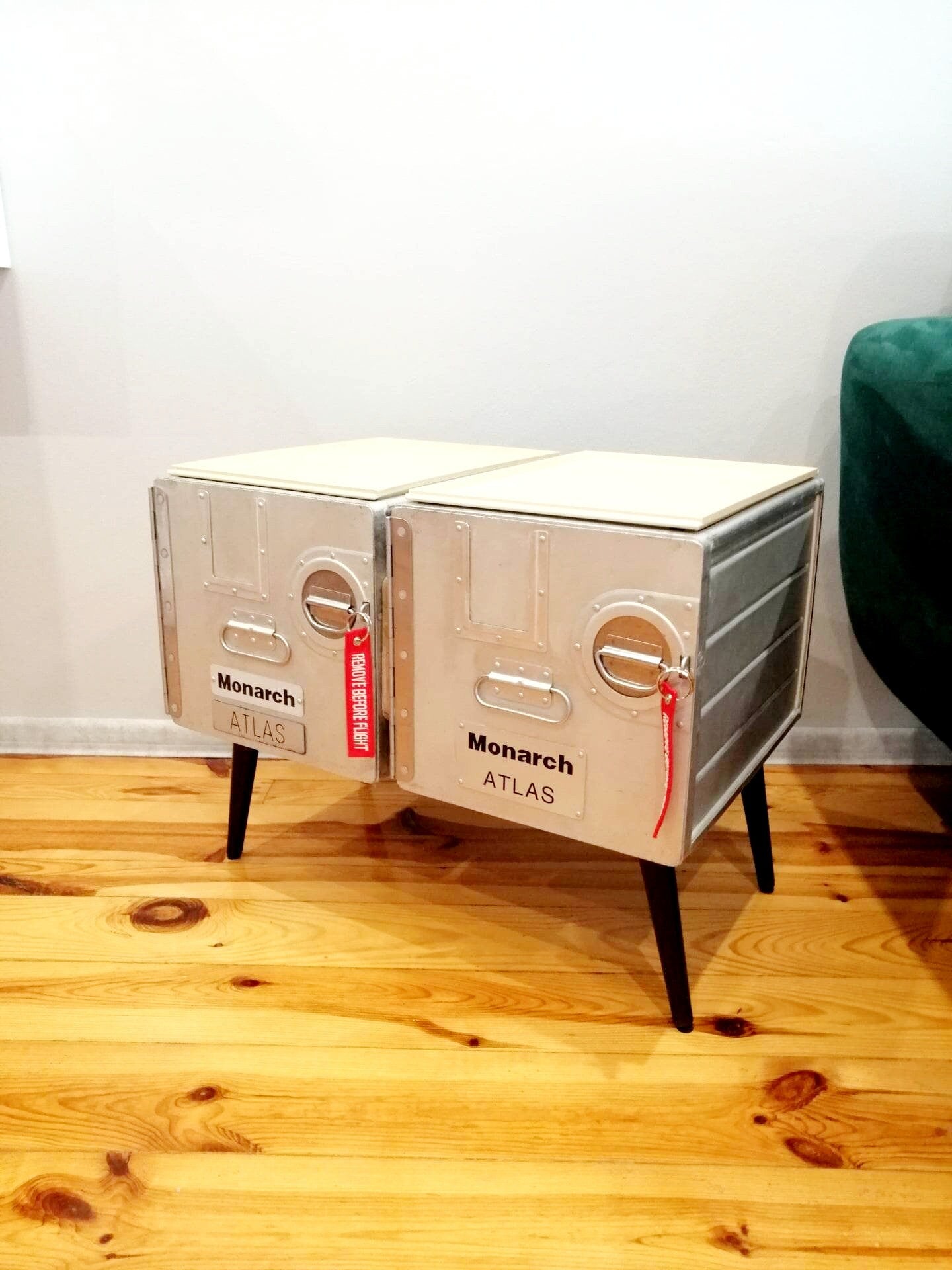 Unique Aircraft Table, Cabinet, Aviaton Storage Dresser Made of Original Airline Galley Boxes Monarch Airlines, Handmade
