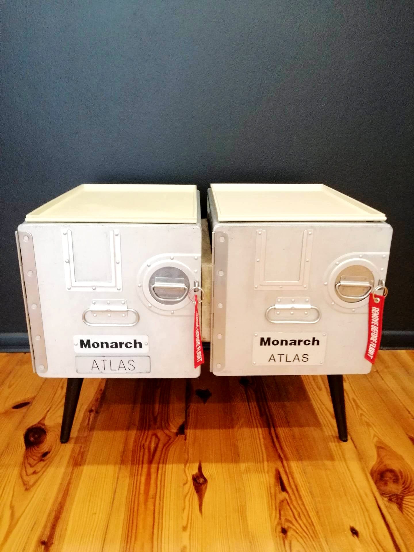Unique Aircraft Table, Cabinet, Aviaton Storage Dresser Made of Original Airline Galley Boxes Monarch Airlines, Handmade