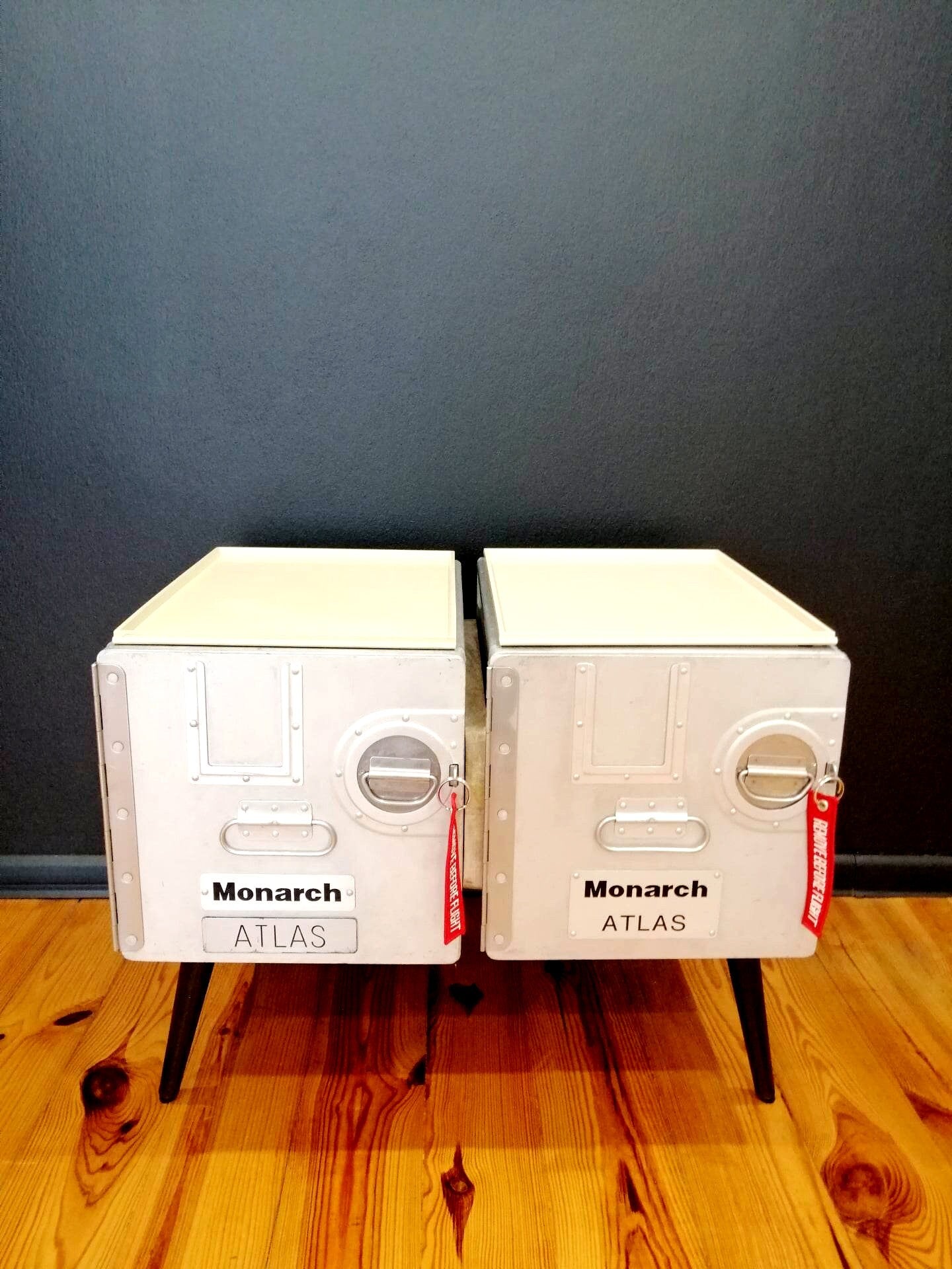 Unique Aircraft Table, Cabinet, Aviaton Storage Dresser Made of Original Airline Galley Boxes Monarch Airlines, Handmade