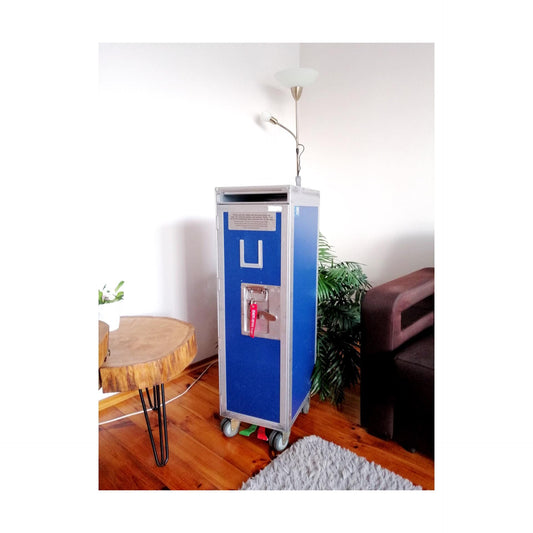 Original Airline Galley Trolley in Great Shape - Driessen - Airplane Galley Cart with Accessories  - Home Bar / Industrial Storage Unit