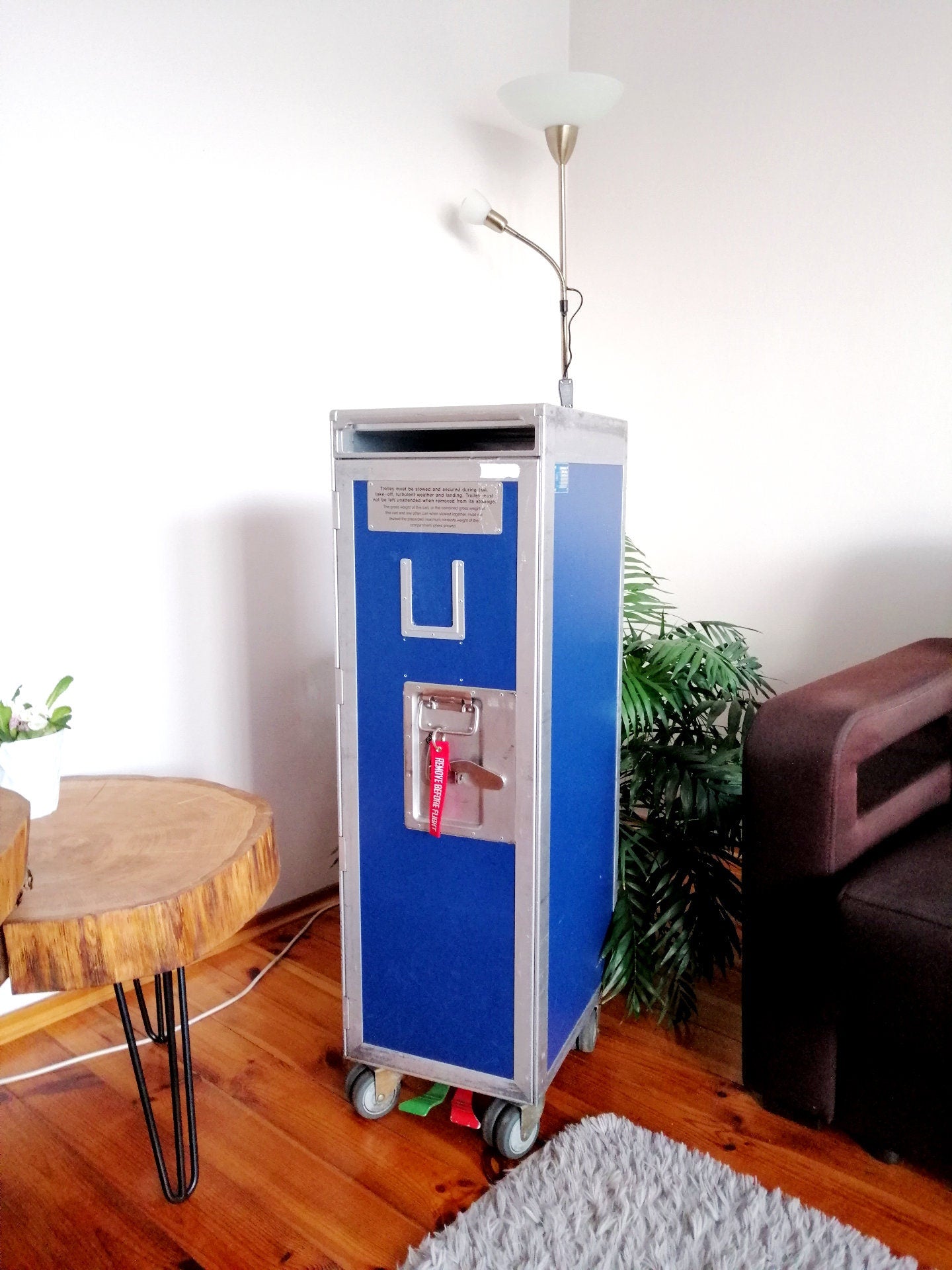 Original Airline Galley Trolley in Great Shape - Driessen - Airplane Galley Cart with Accessories - Home Bar / Industrial Storage Unit
