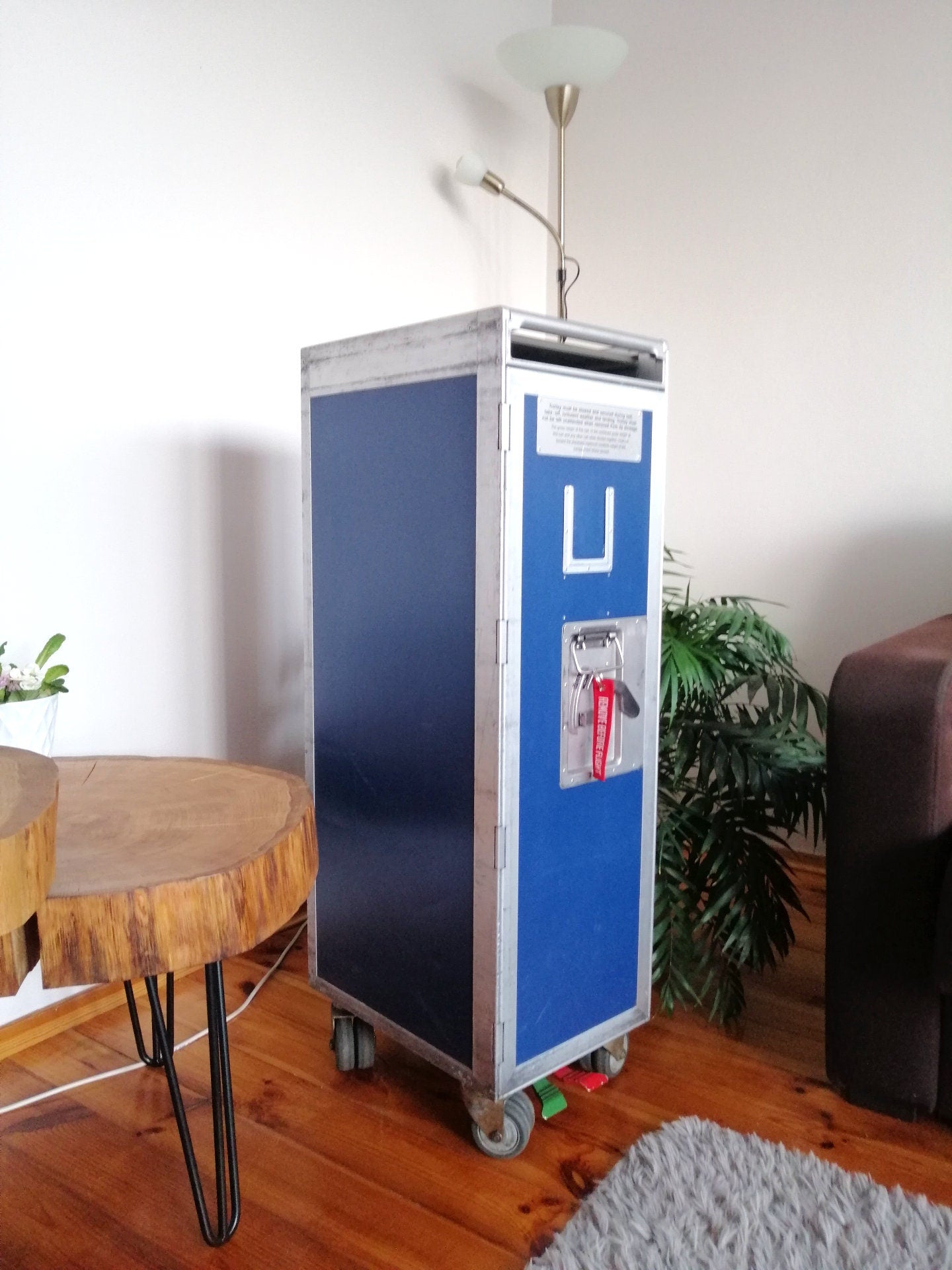 Original Airline Galley Trolley in Great Shape - Driessen - Airplane Galley Cart with Accessories - Home Bar / Industrial Storage Unit