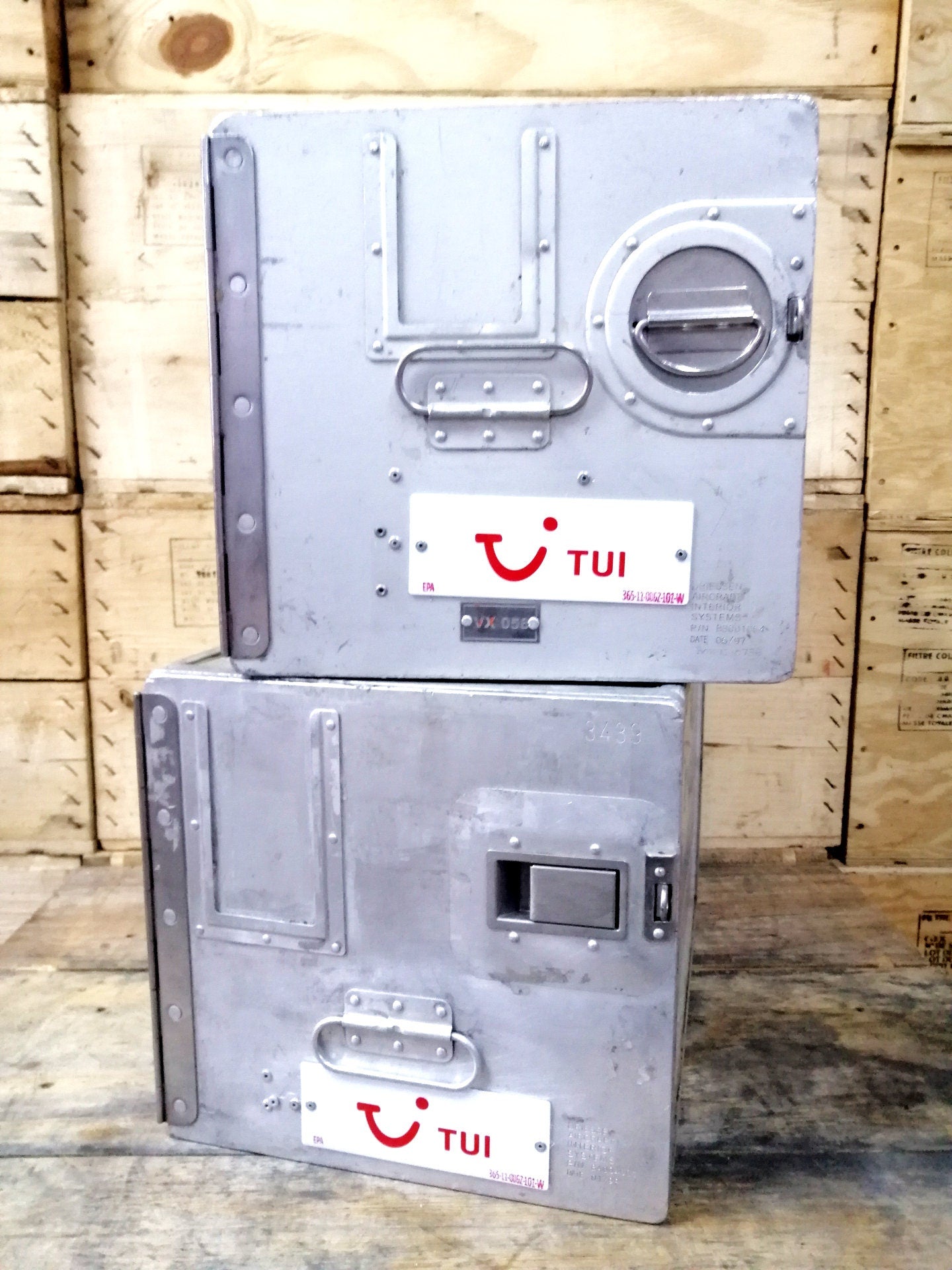 Set of 2 Airline Galley Storage Boxes, TUI Airlines, Lot of 2 Aircraft Storage Containers, Industrial Cabinet