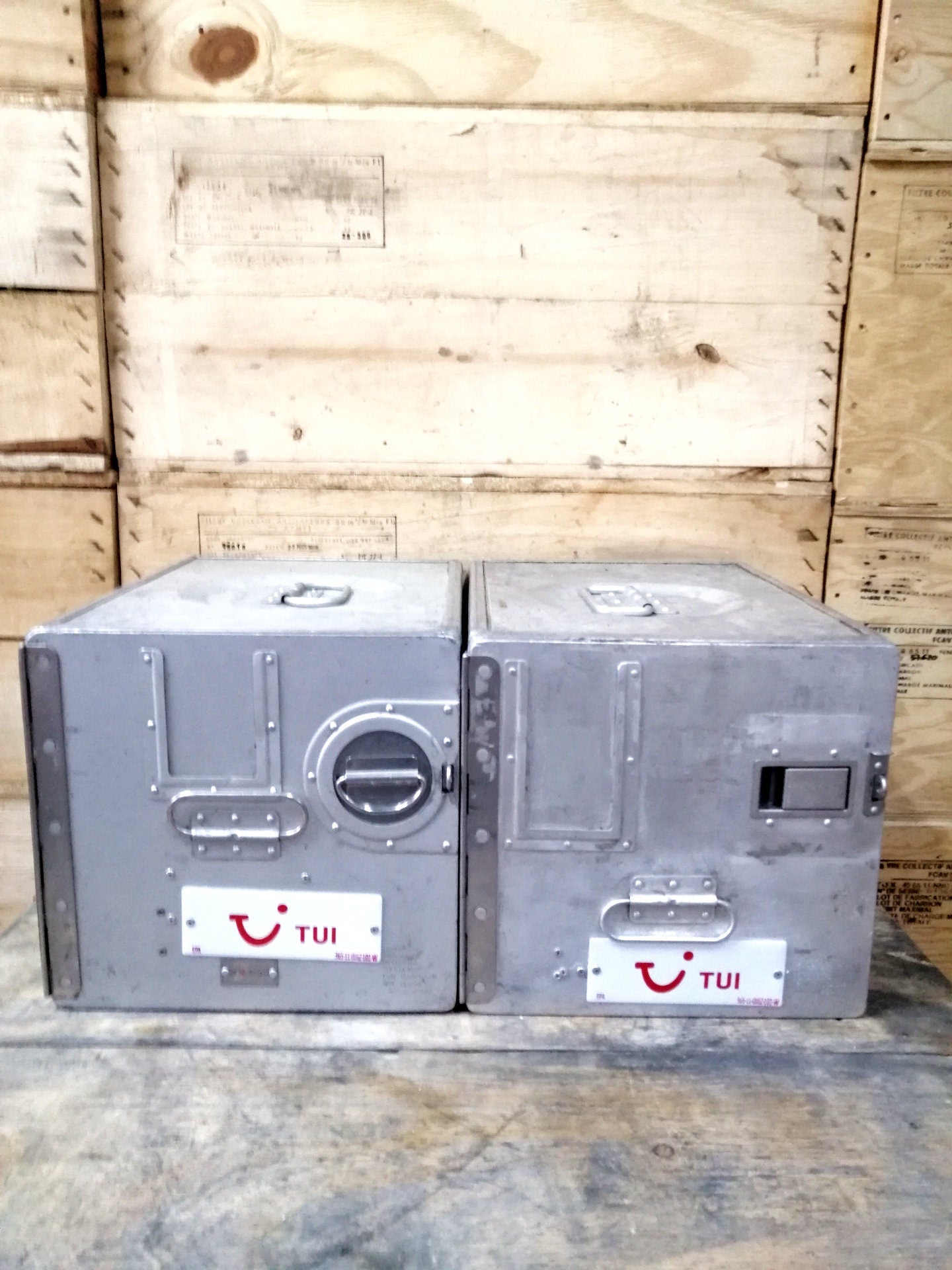 Set of 2 Airline Galley Storage Boxes, TUI Airlines, Lot of 2 Aircraft Storage Containers, Industrial Cabinet