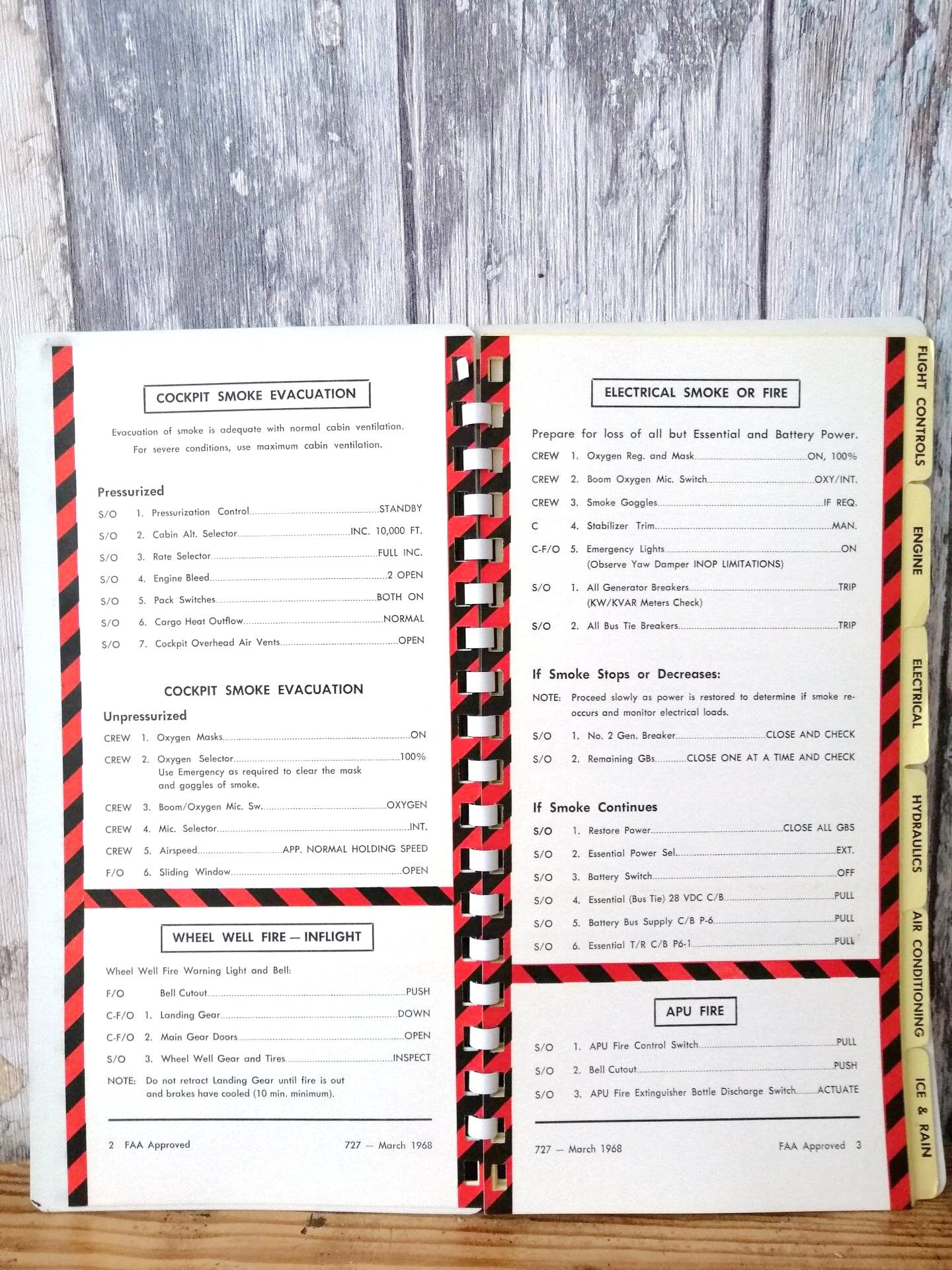 FAL Boeing 727 Original Emergency & Abnormal Checklist 1968