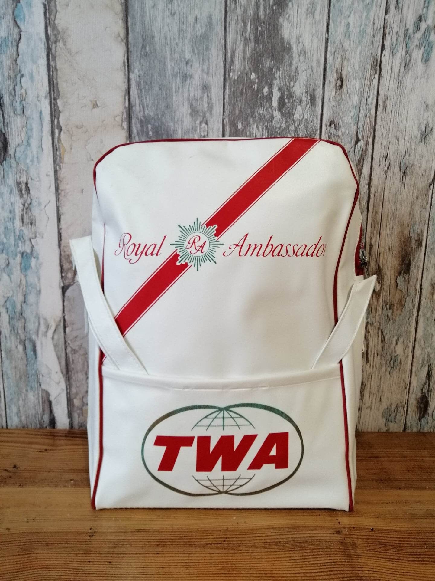 Vintage TWA Airlines 1960s Royal Ambassador Carry On Travel Bag - First Class Passenger Bag