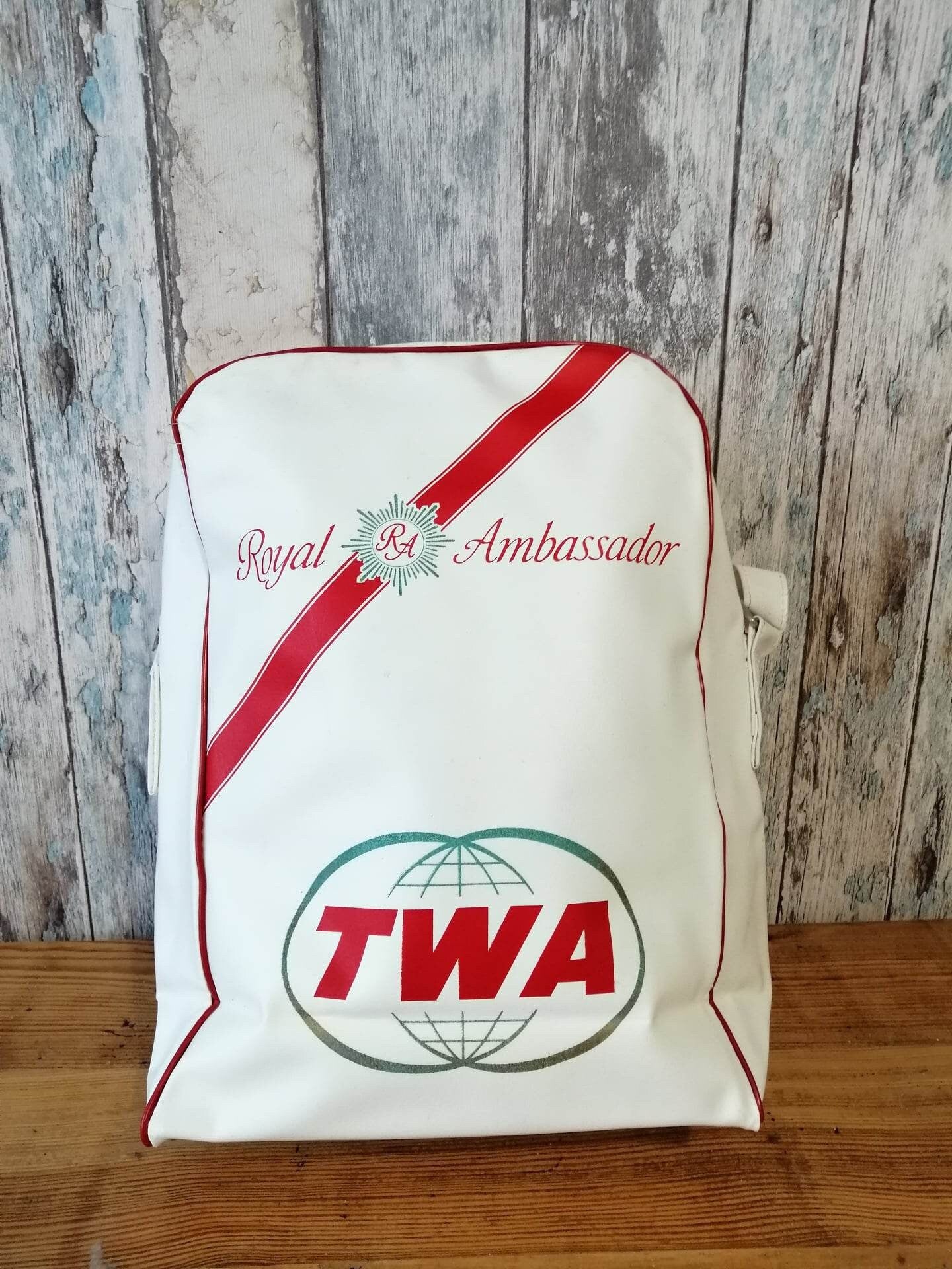 Vintage TWA Airlines 1960s Royal Ambassador Carry On Travel Bag - First Class Passenger Bag