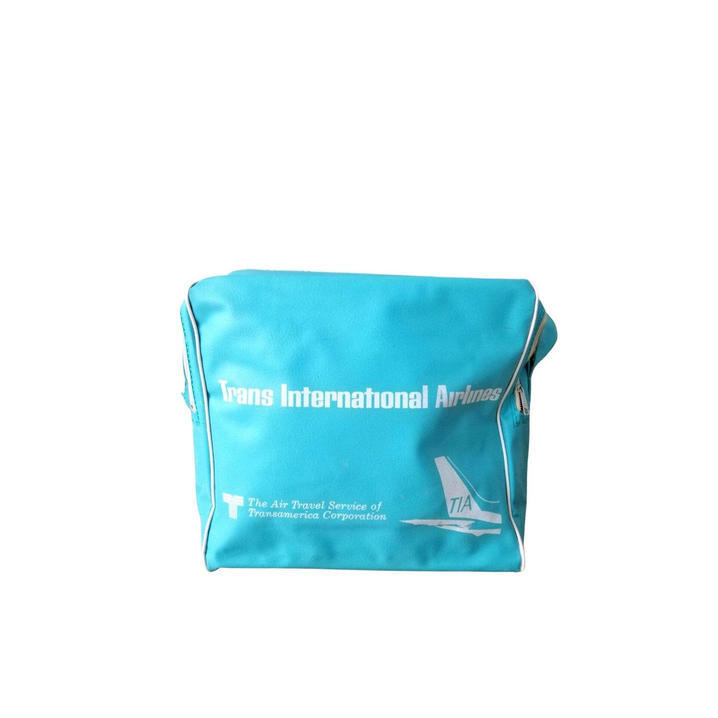 Vintage Trans International Airlines 1960s Flight Bag Carry On Bag - TIA Shoulder Bag