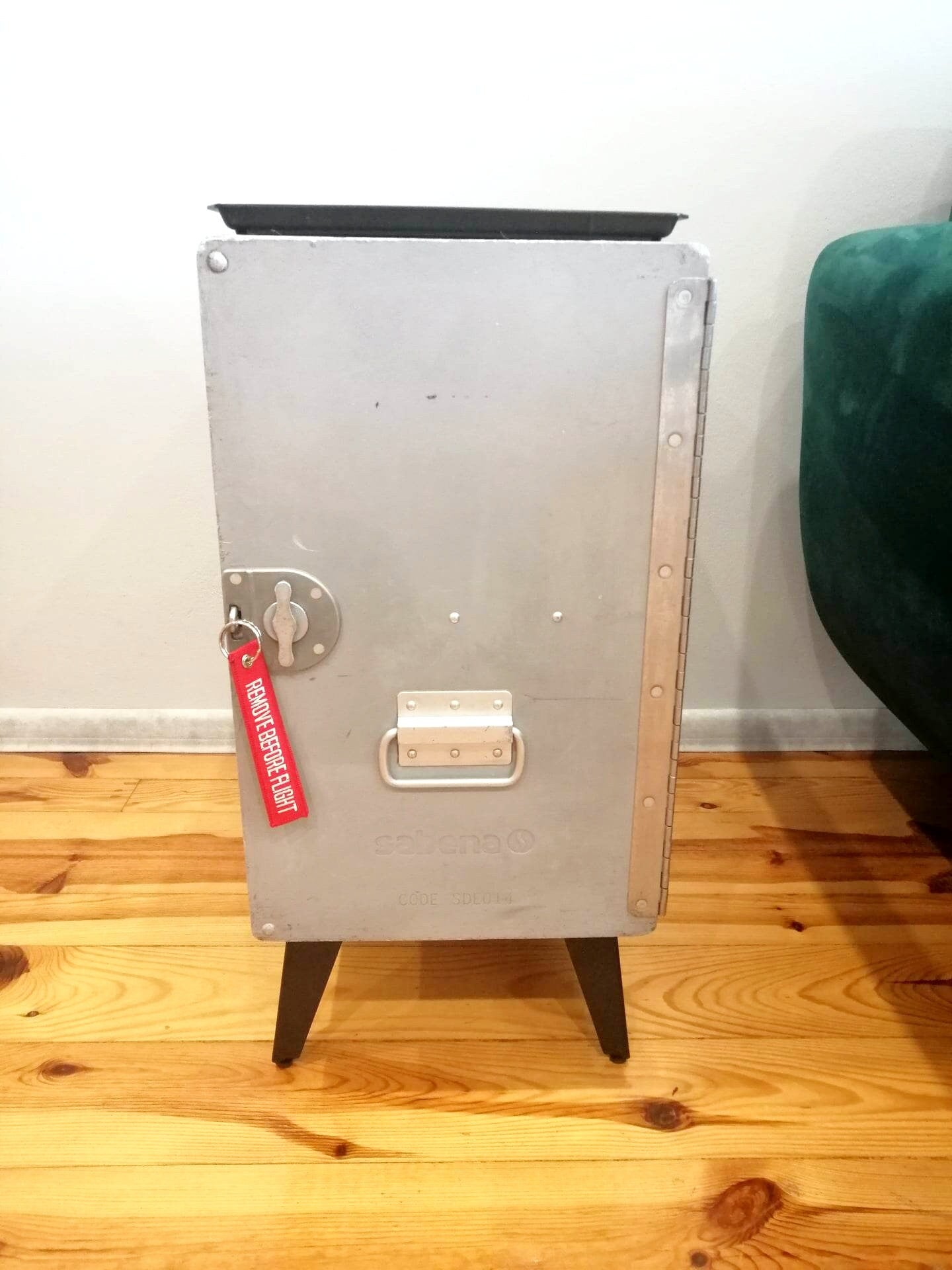 Aviation Cabinet, Sabena / Brussels Airlines Airline Galley Storage Container as a Nightstand, Side Table, Storage Cabinet