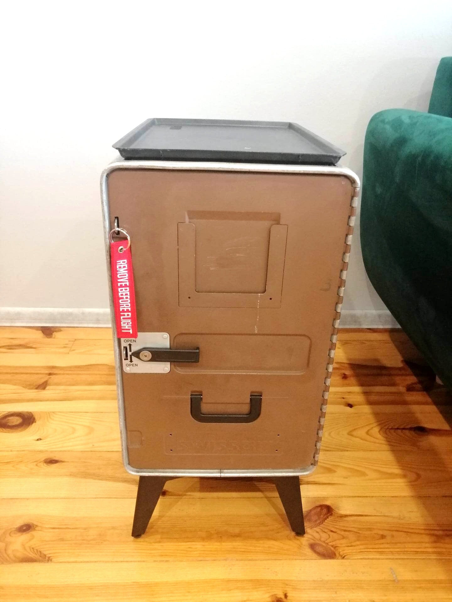 Aviation Cabinet, SWISS AIR Airline Galley Storage Container as a Nightstand, Side Table, Storage Cabinet