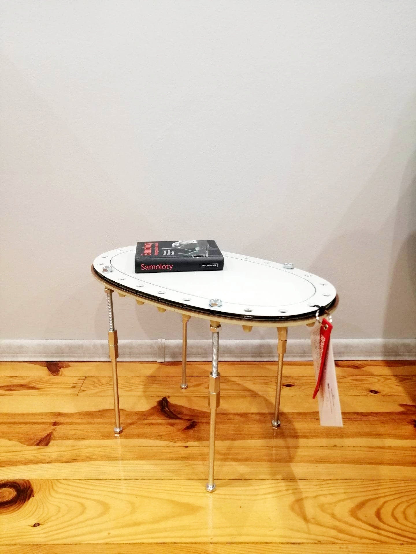 Aviation Side Table, Aircraft Coffee Table, Side Table Made of Boeing 737 Fuel Tank Door Panel - B737 - D-AWBC SAS / Privatair