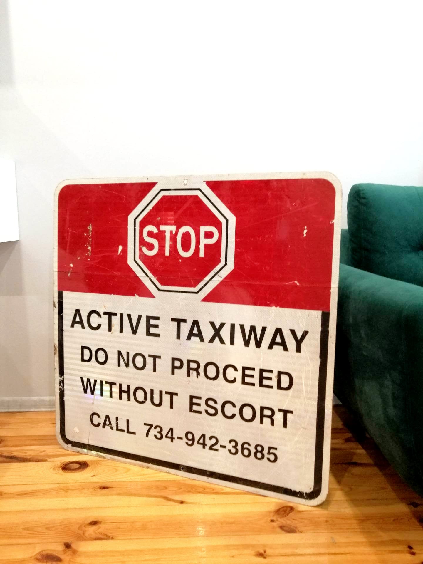 Authentic Detroit Airport Taxiway Sign DTW