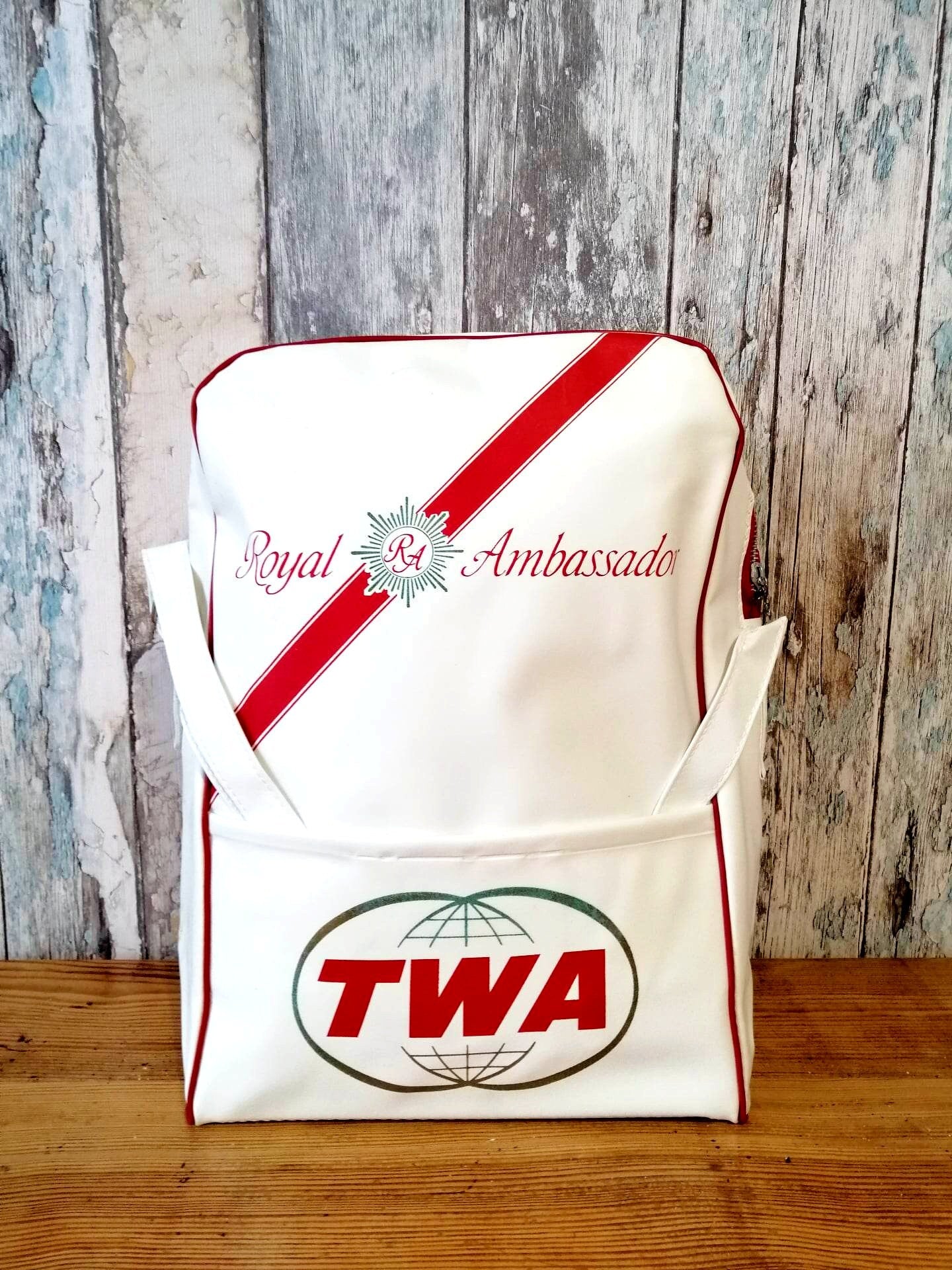 Vintage TWA Airlines 1960s Royal Ambassador Carry On Travel Bag - First Class Passenger Bag