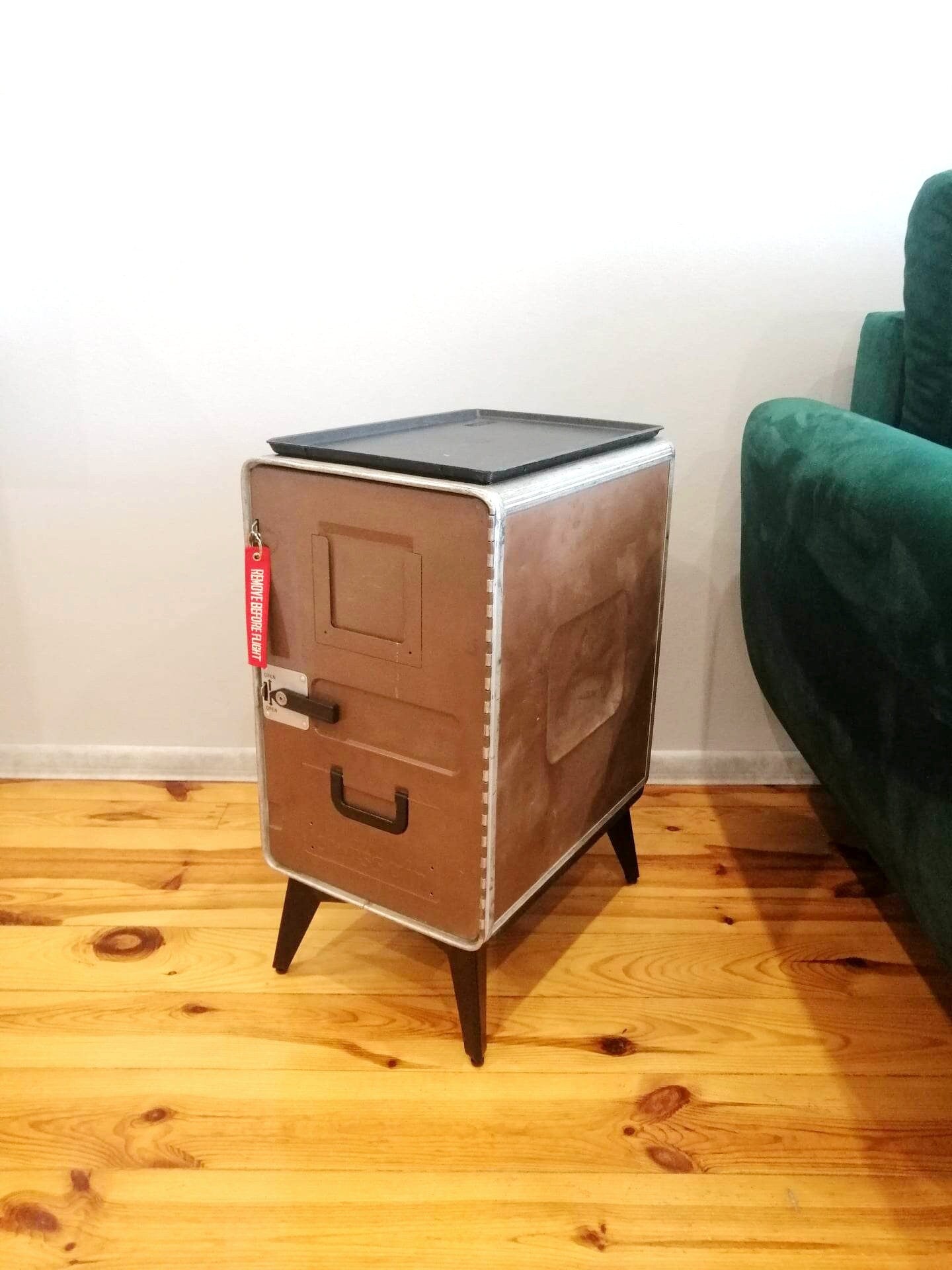 Aviation Cabinet, SWISS AIR Airline Galley Storage Container as a Nightstand, Side Table, Storage Cabinet