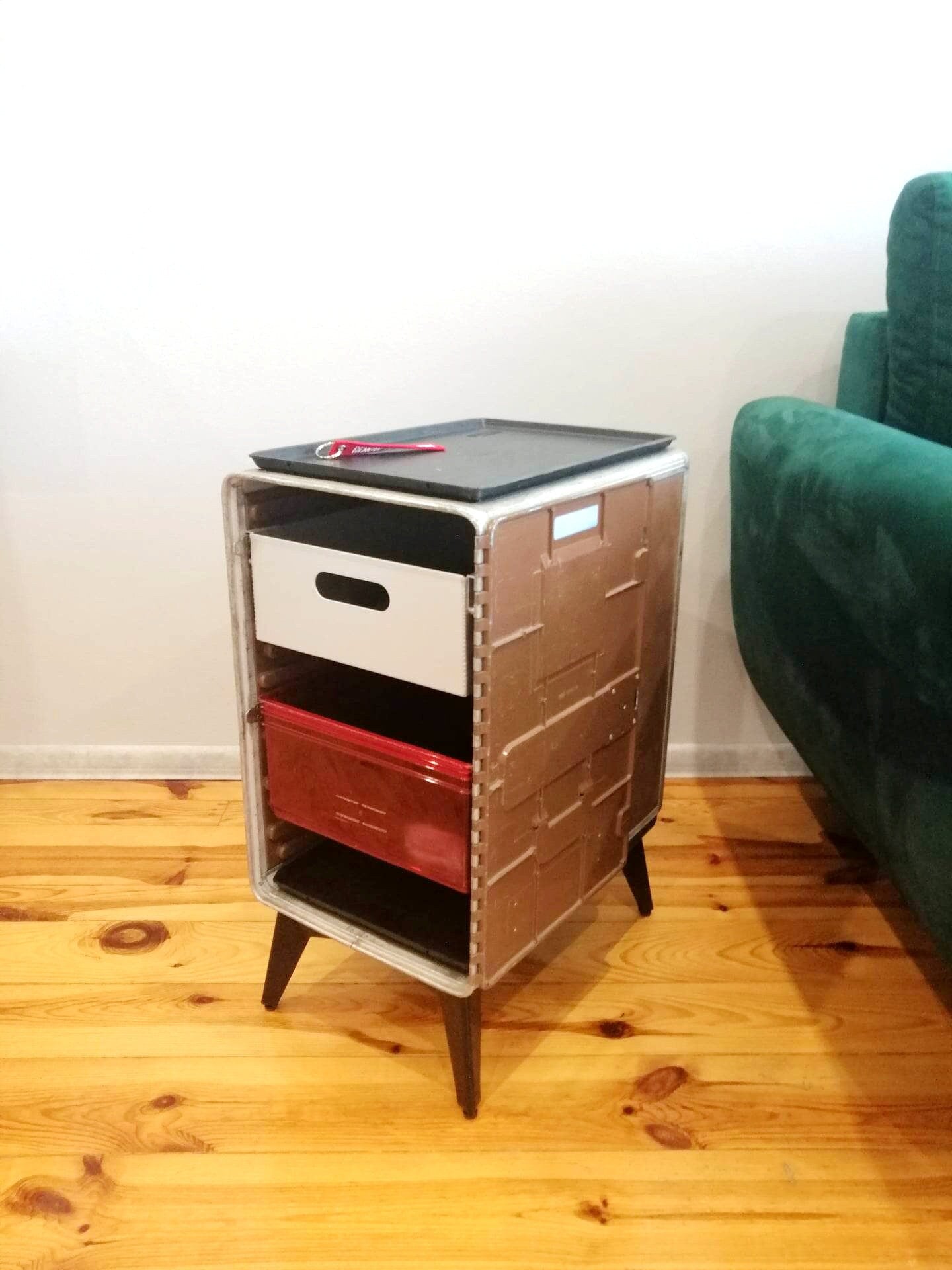 Aviation Cabinet, SWISS AIR Airline Galley Storage Container as a Nightstand, Side Table, Storage Cabinet