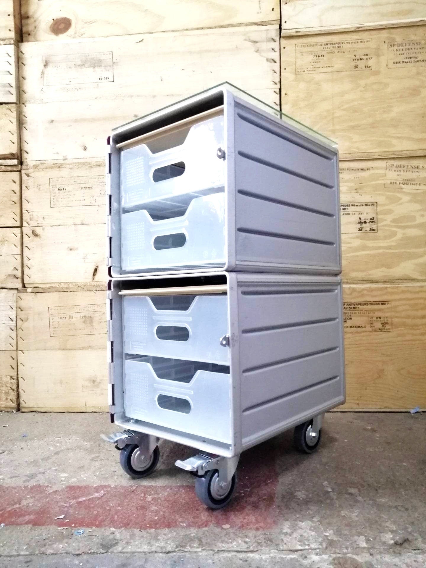 Aircraft Cabinet, Aviaton Storage Cart, Side Table Made of Original Airline Galley Boxes Air Italy, Handmade