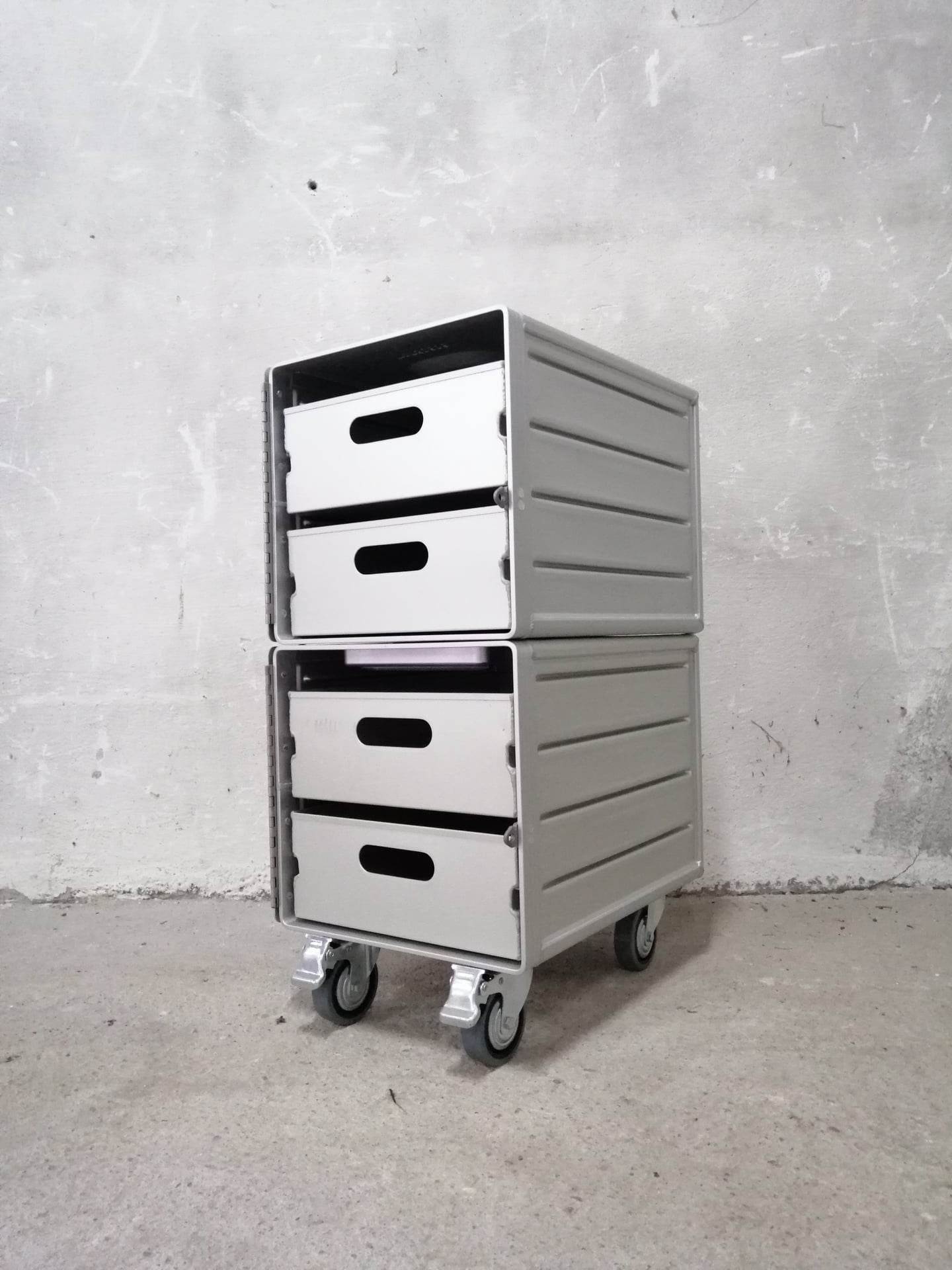 Brand New Aircraft Cabinet, Aviaton Storage Cart, Side Table Made of NEW Airline Galley Boxes Hainan with 4 Aluminium Drawers, Handmade