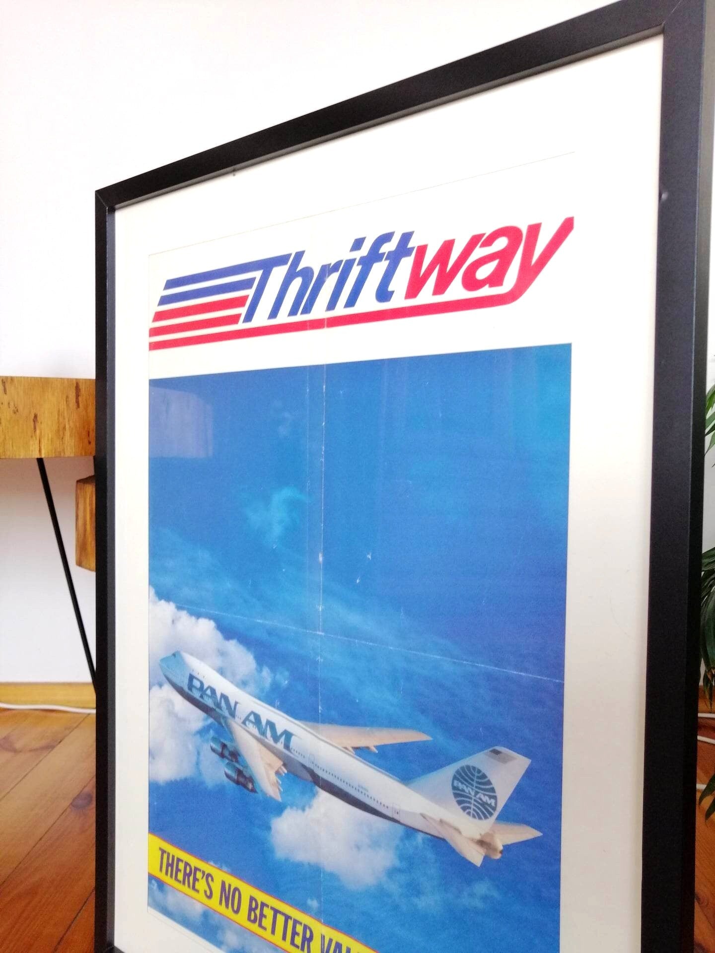 Original Pan Am Boeing 747 Framed Poster - | There is no Better Value to the USA | Pan American World Airways Poster 1970s | Aviation Gift