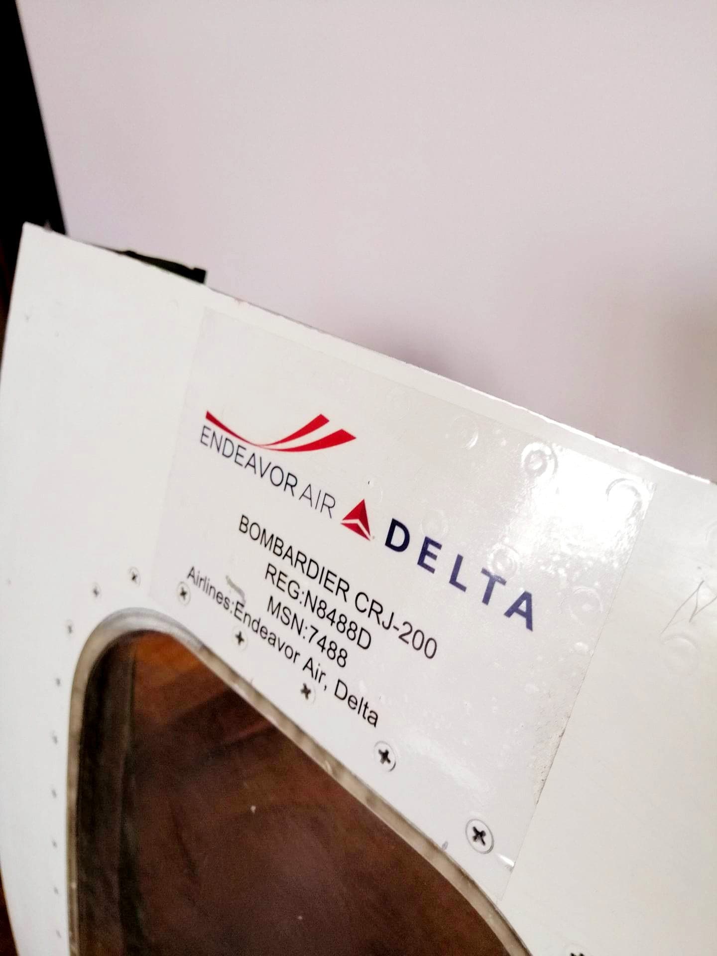 CRJ 200LR REG N8488D | Authentic Aircraft Window Cut Fuselage | Endeavor Air Delta Nortwest | Aviation Decor Furnishing Pilot Gift