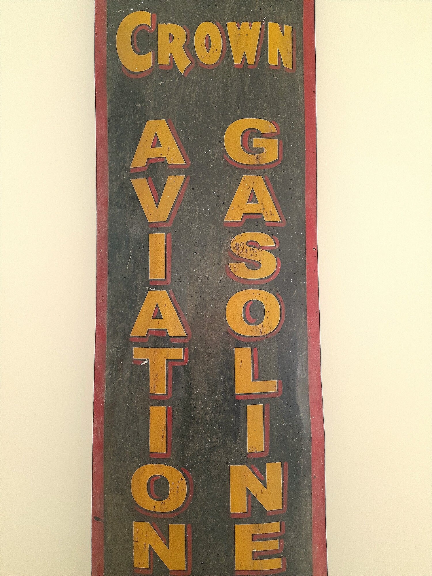 Red Crown Aviation Gasoline | Original Large Advertising Sign 1970' | Red Crown Mini-Museum Indiana | Standard Oil Company