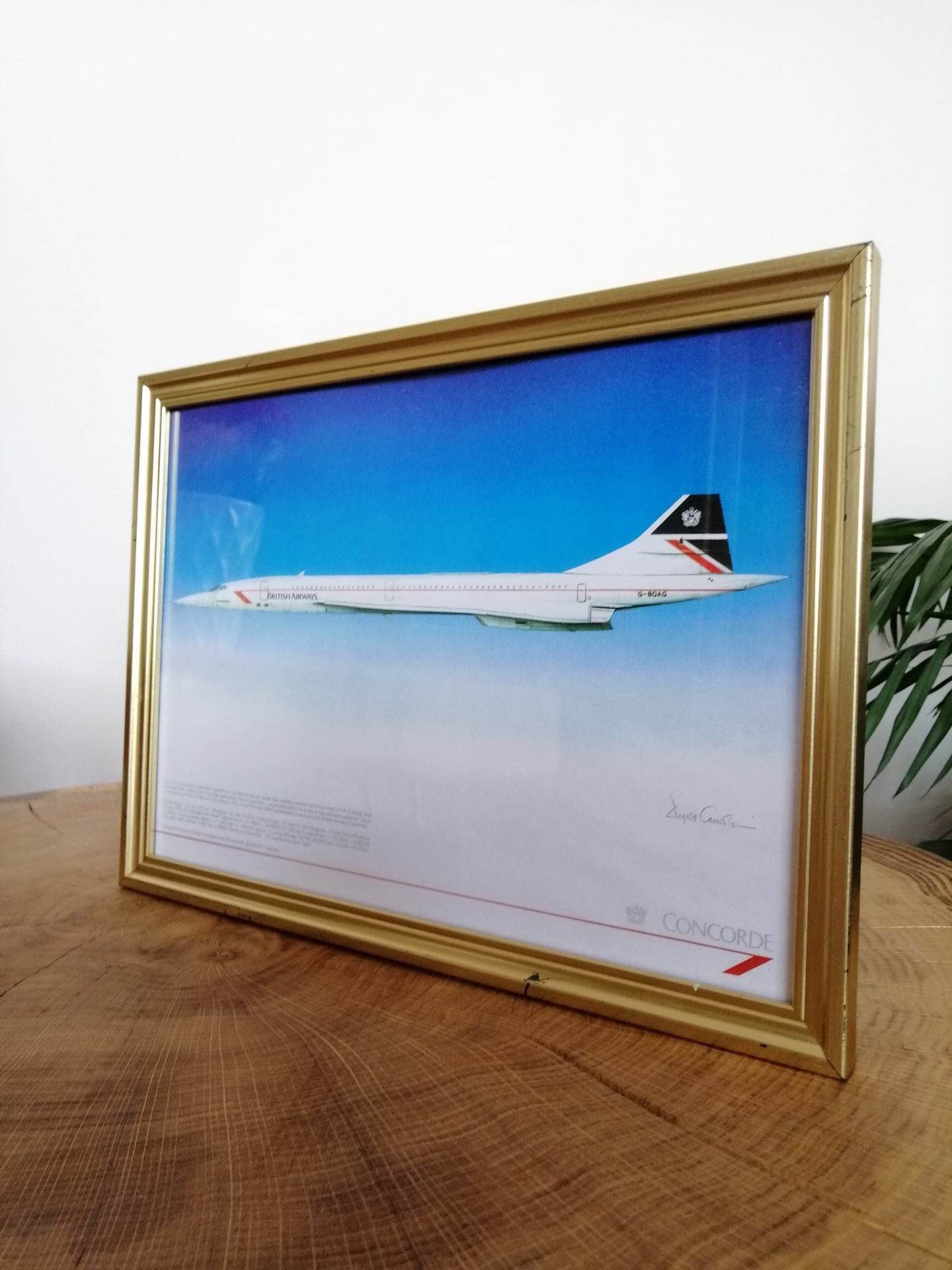 British Airways Concorde Aircraft G-BOAG Vintage Framed Print